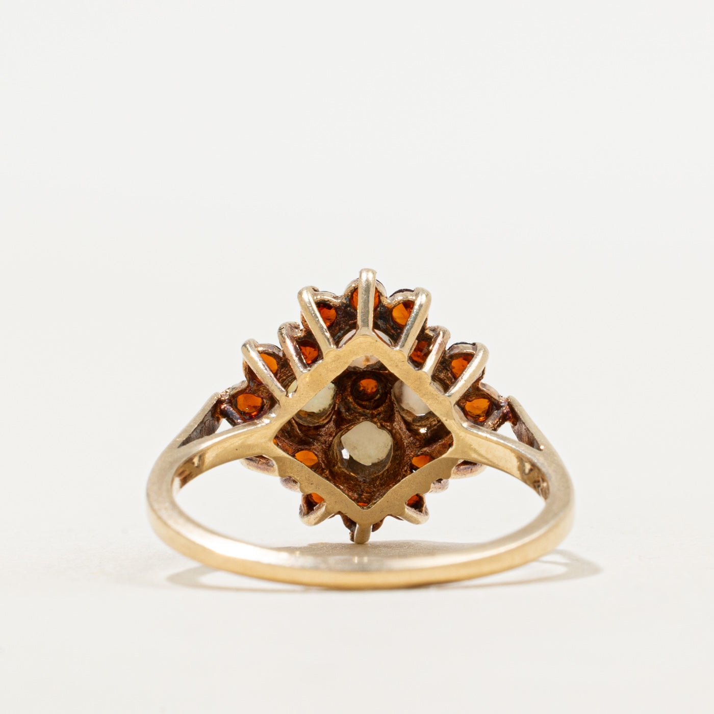 Cabochon Opal & Garnet Cluster Ring | 0.40ctw, 0.62ctw | SZ 7.5