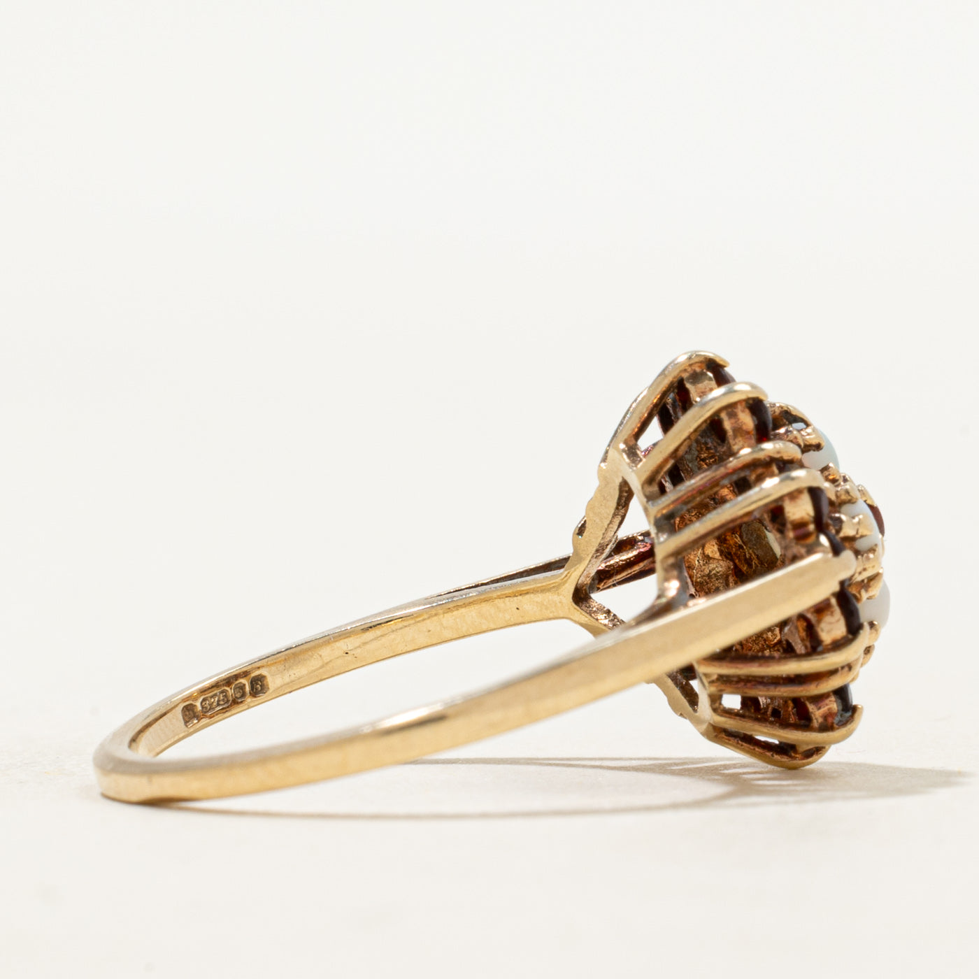 Cabochon Opal & Garnet Cluster Ring | 0.40ctw, 0.62ctw | SZ 7.5