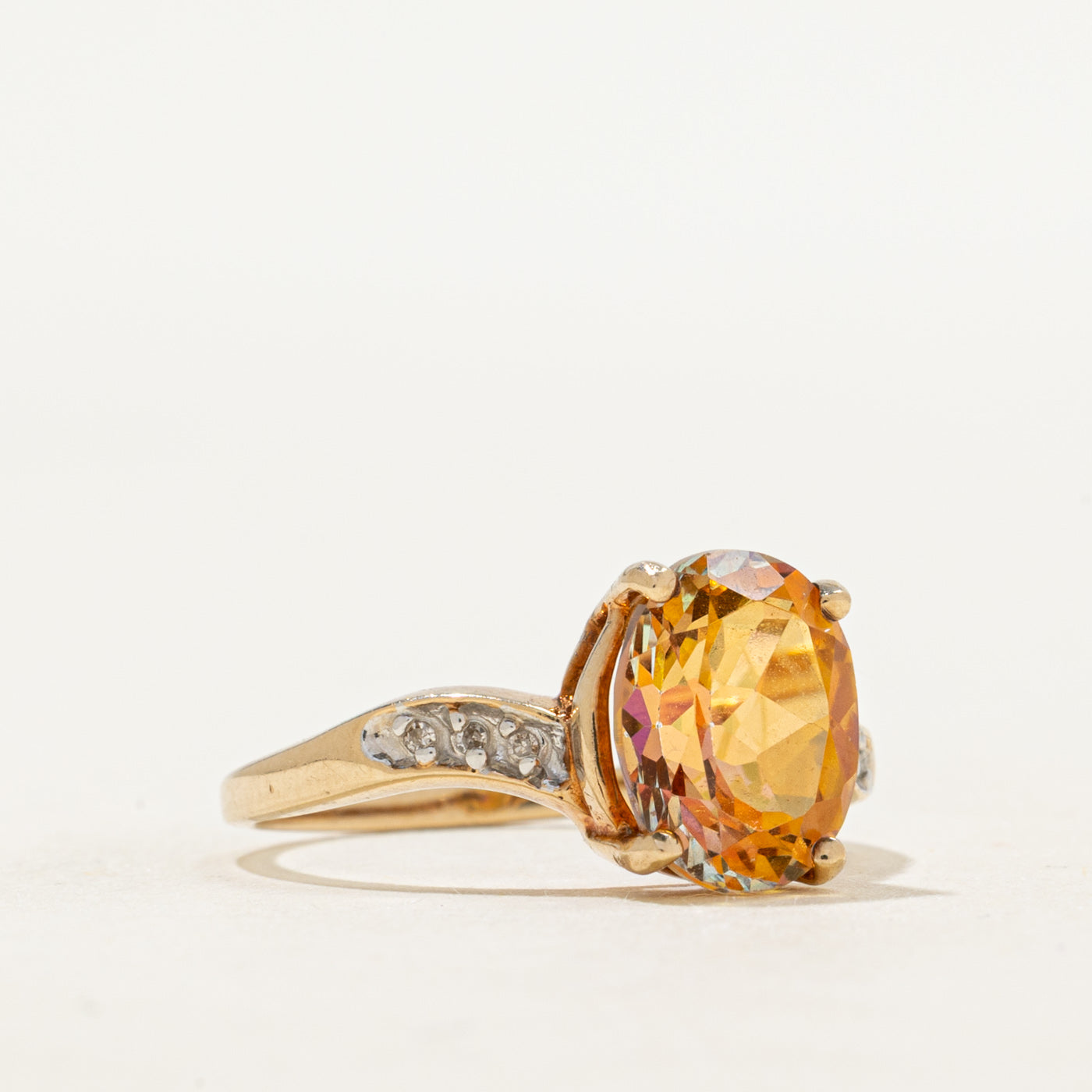 Mystic Topaz & Diamond Bypass Ring | 3.02ct, 0.01ctw | SZ 6.75