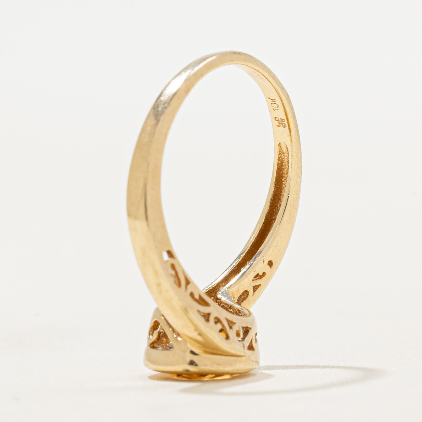 Bezel Set Citrine & Diamond Ring | 0.98ct, 0.005ct | SZ 6.5