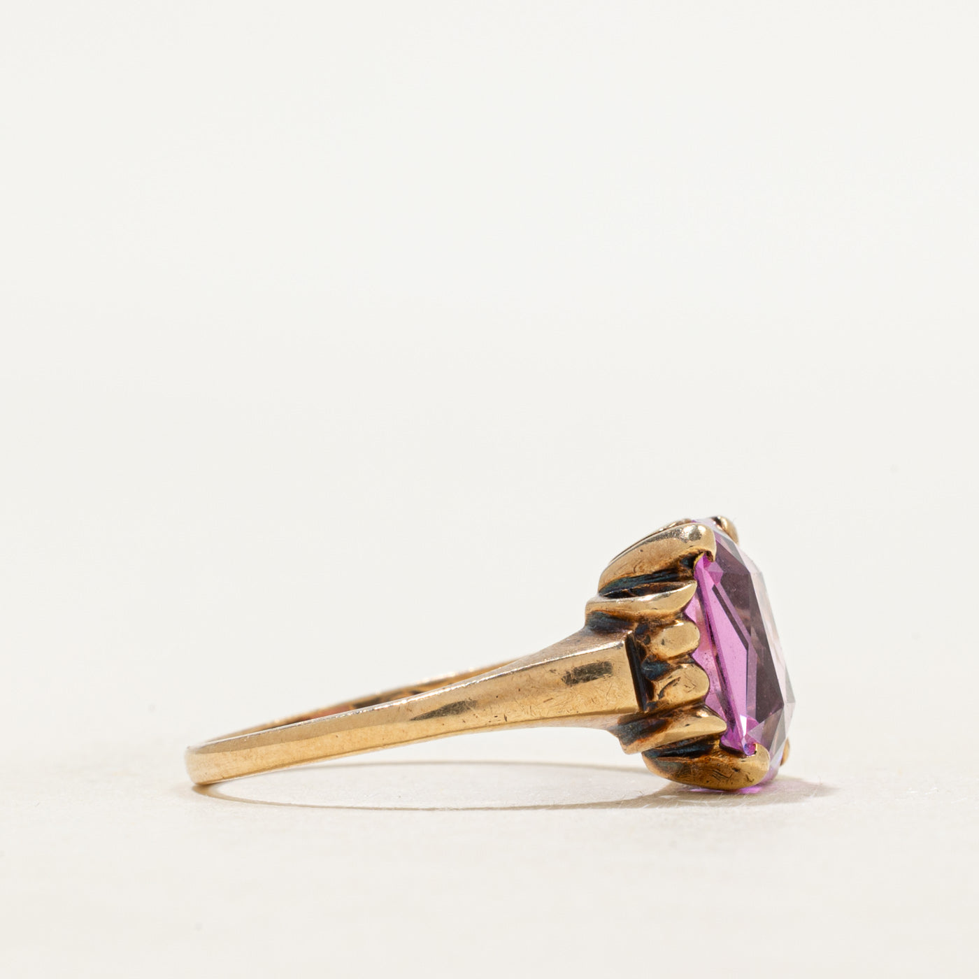 Synthetic Pink Spinel Textured Ring | 3.40ct | SZ 6.25