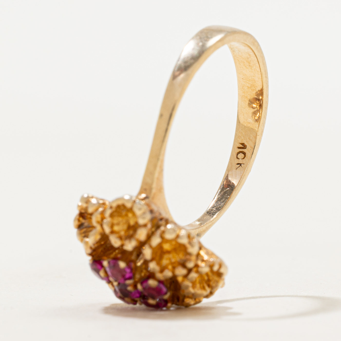 Synthetic Ruby Cluster Flower Cocktail Ring | 0.60ctw | SZ 7