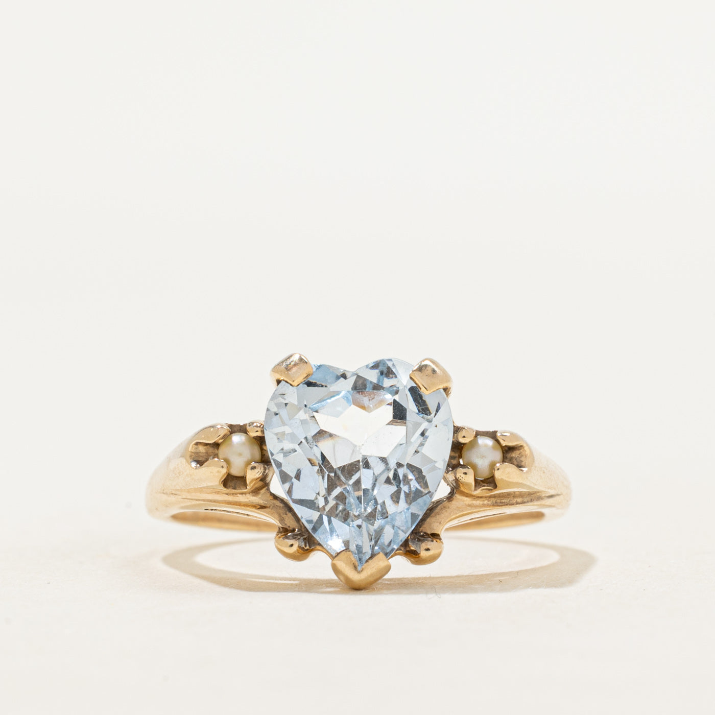 Bague cœur en spinelle synthétique et perles fines | 2,55 ct | Taille 7,5