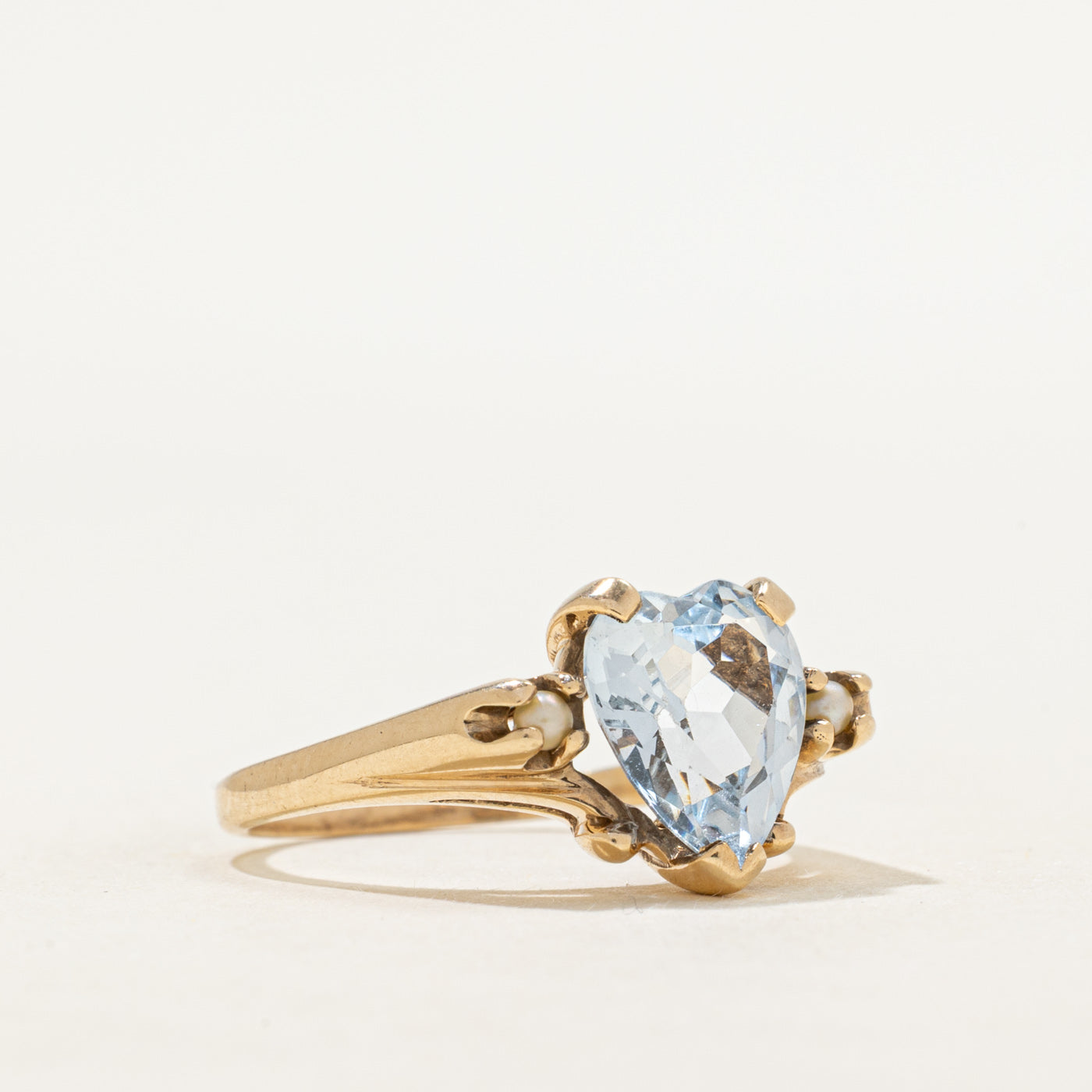 Bague cœur en spinelle synthétique et perles fines | 2,55 ct | Taille 7,5