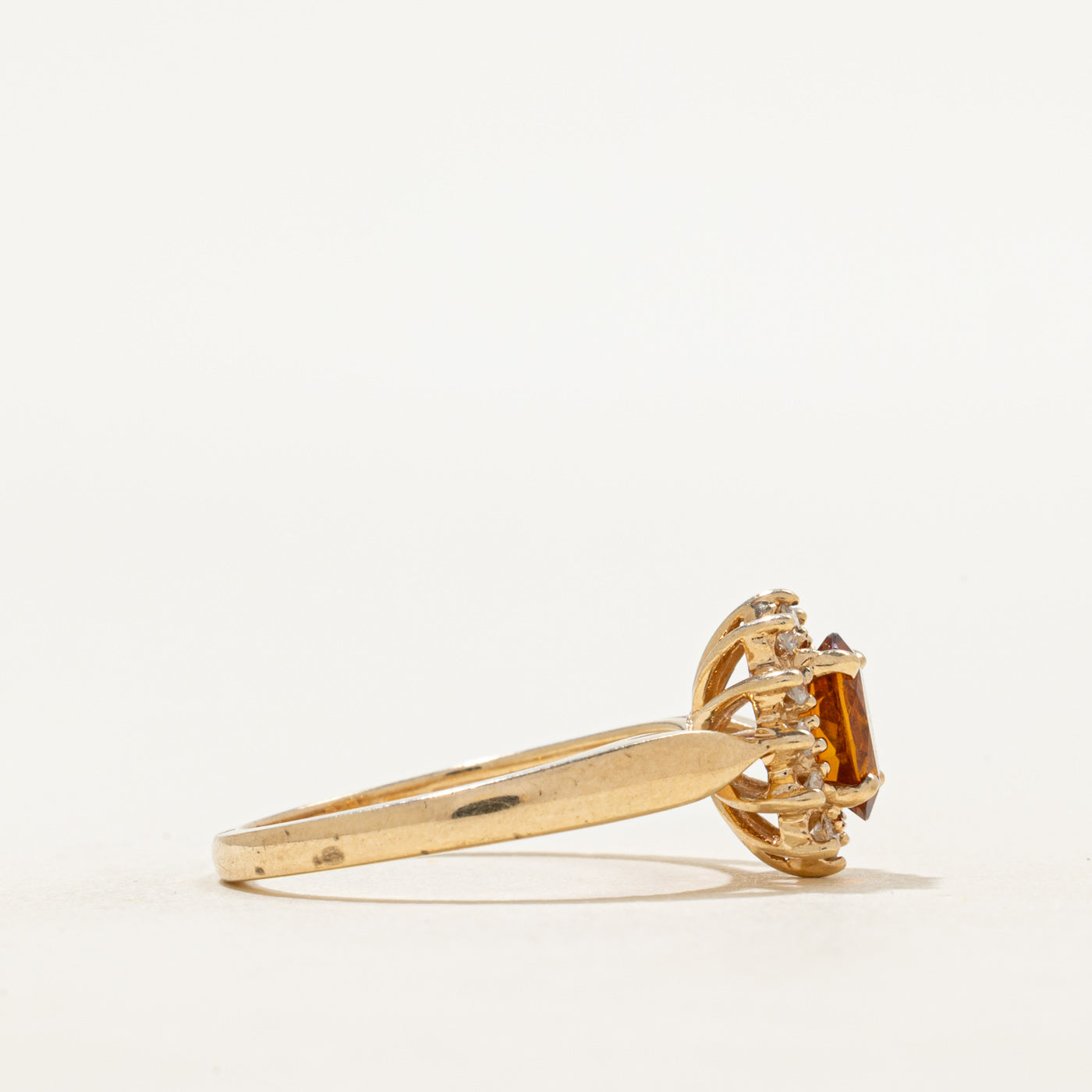 Oval Cut Citrine & Diamond Petal Halo Ring | 0.52ct, 0.06ctw | SZ 6.25