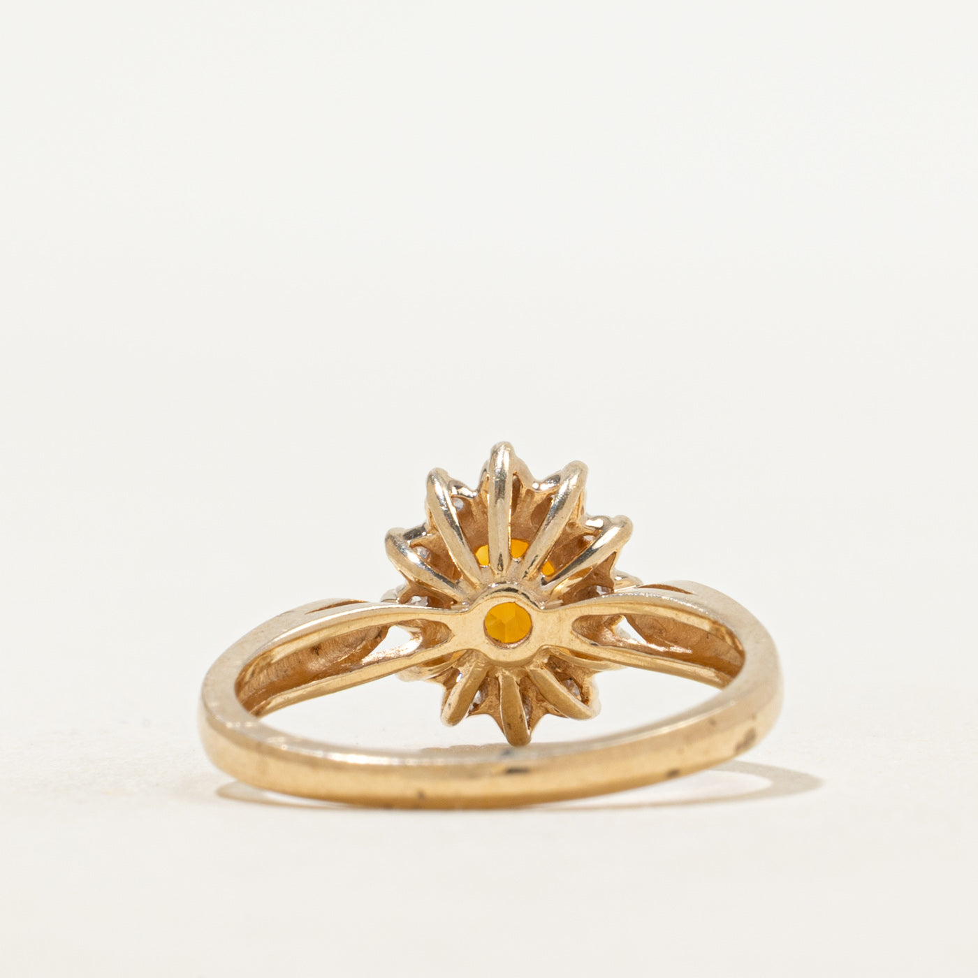 Oval Cut Citrine & Diamond Petal Halo Ring | 0.52ct, 0.06ctw | SZ 6.25