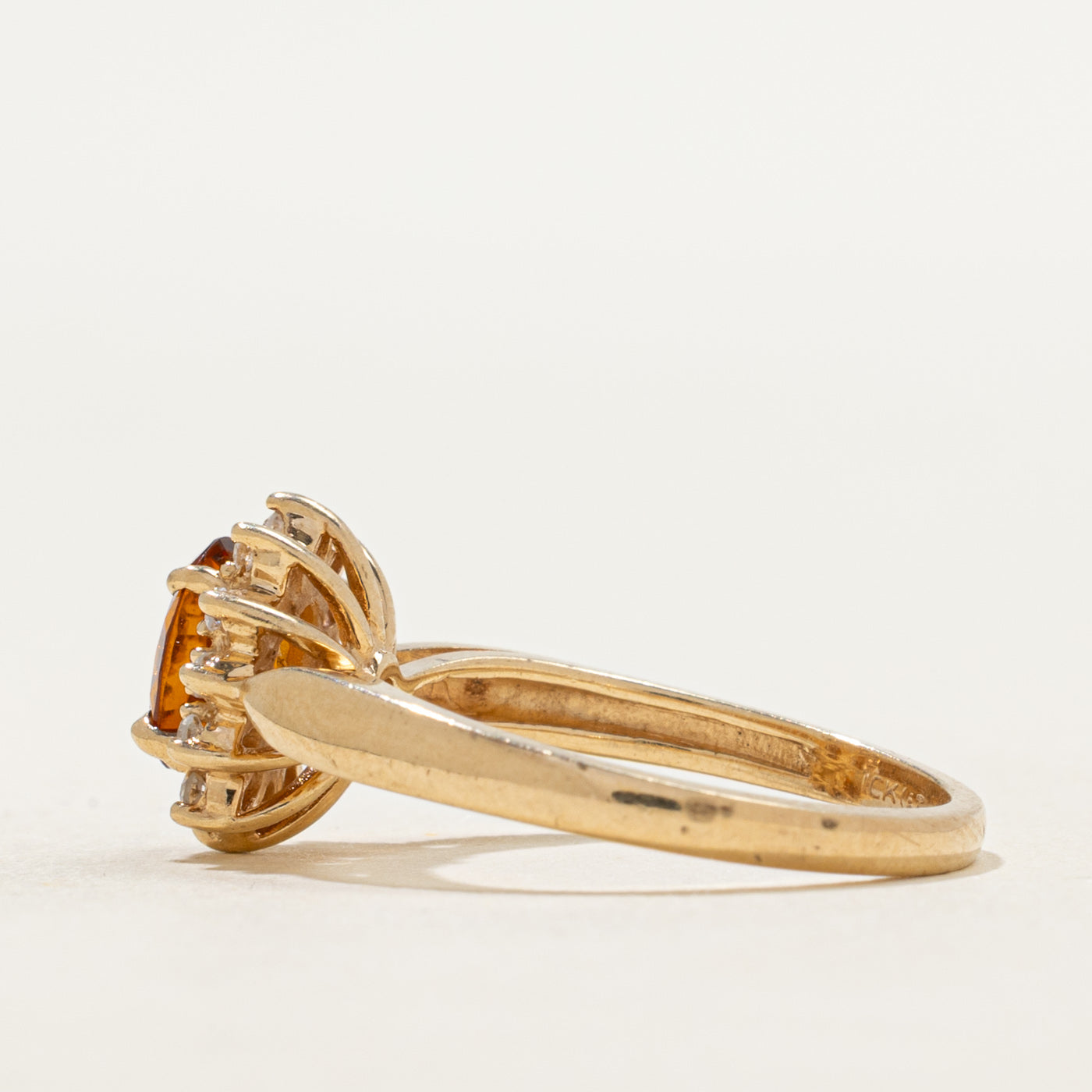 Oval Cut Citrine & Diamond Petal Halo Ring | 0.52ct, 0.06ctw | SZ 6.25