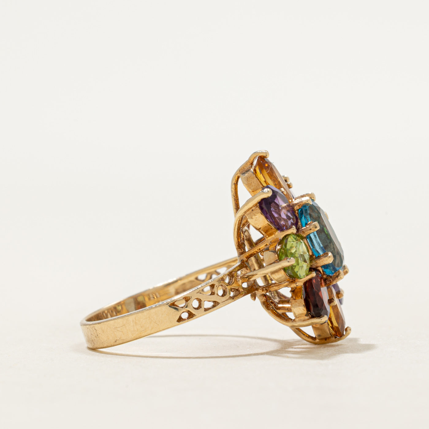 Multi Gemstone Cluster Floral Cocktail Ring | 5.21ctw | SZ 6.75