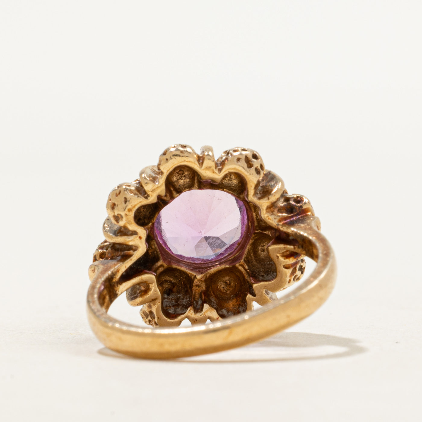 Synthetic Pink Sapphire Textured Cocktail Ring | 1.89ct | SZ 4.75