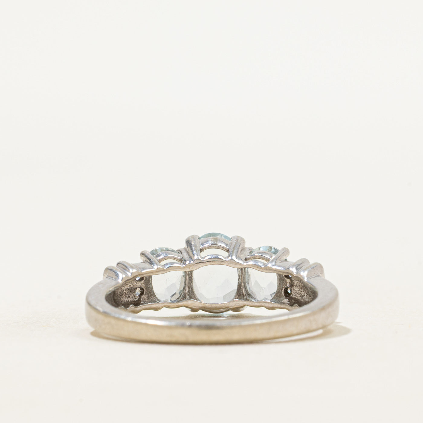 Three Stone Aquamarine & Diamond Ring | 1.15ctw, 0.04ctw | SZ 6.5