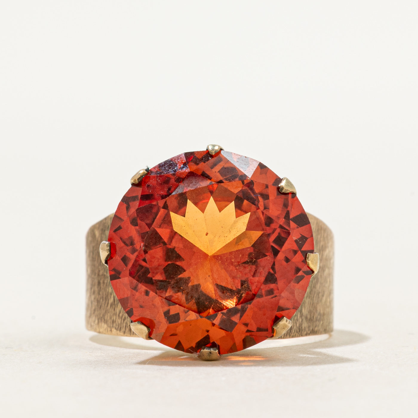 Synthetic Orange Sapphire Textured Cocktail Ring | 13.13ct | SZ 7.5