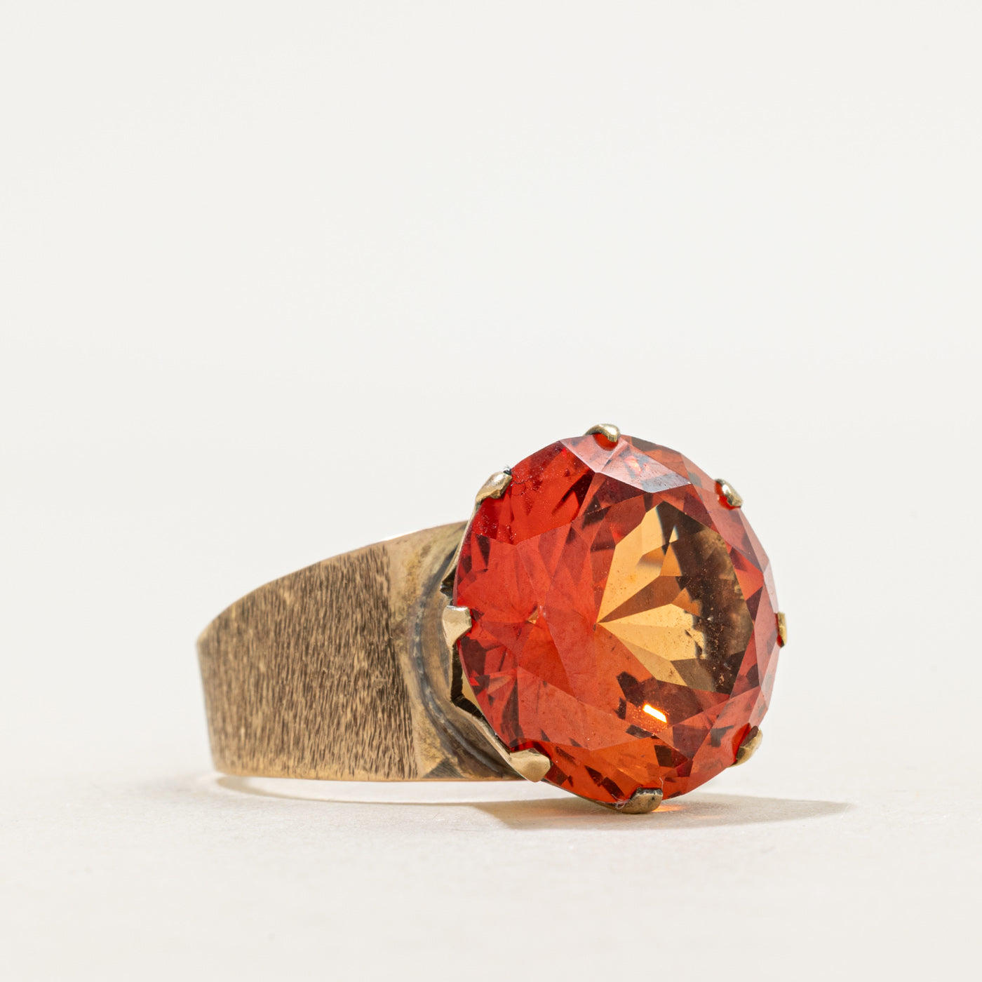Synthetic Orange Sapphire Textured Cocktail Ring | 13.13ct | SZ 7.5