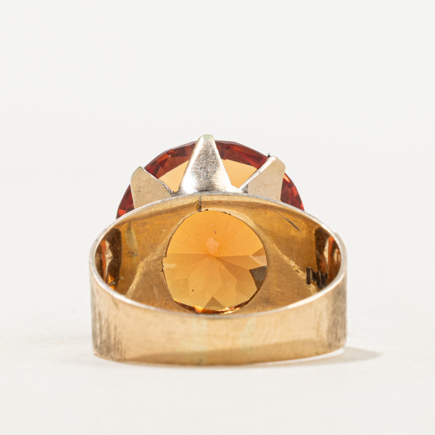 Synthetic Orange Sapphire Textured Cocktail Ring | 13.13ct | SZ 7.5