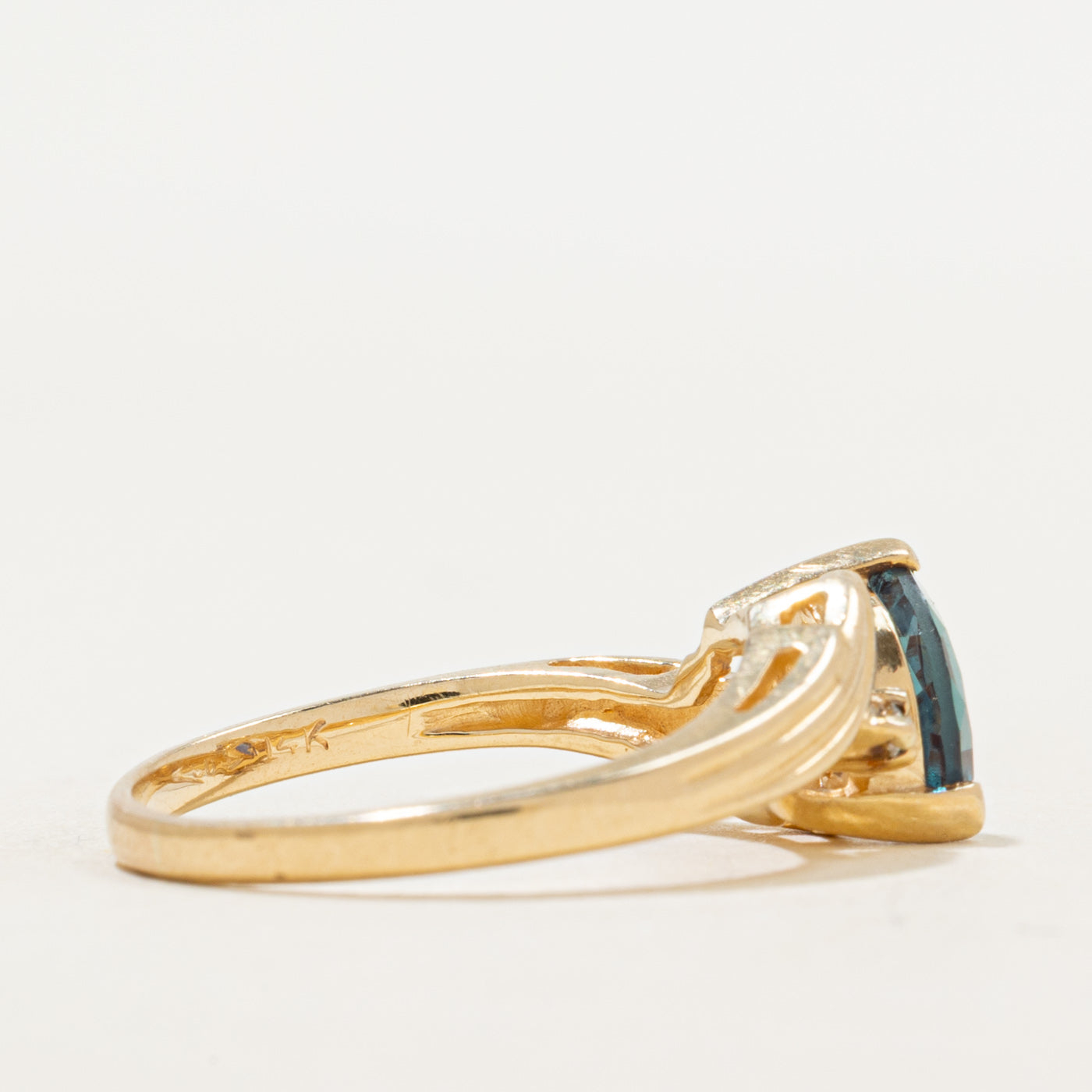 Synthetic Colour Change Sapphire & Natural Diamond Bypass Ring | 0.72ct, 0.02ctw | SZ 8