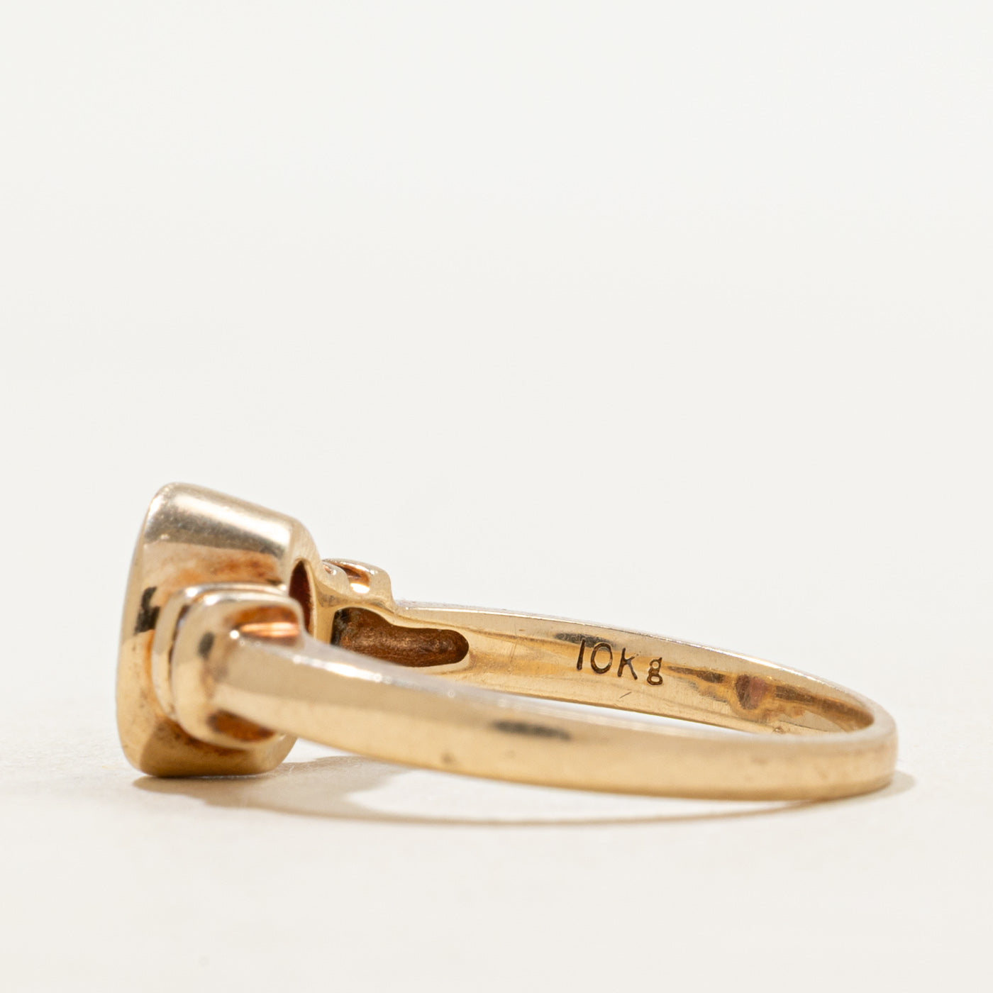 Bezel Set Rubellite Tourmaline & Diamond Ring | 0.96ct, 0.06ctw | SZ 8