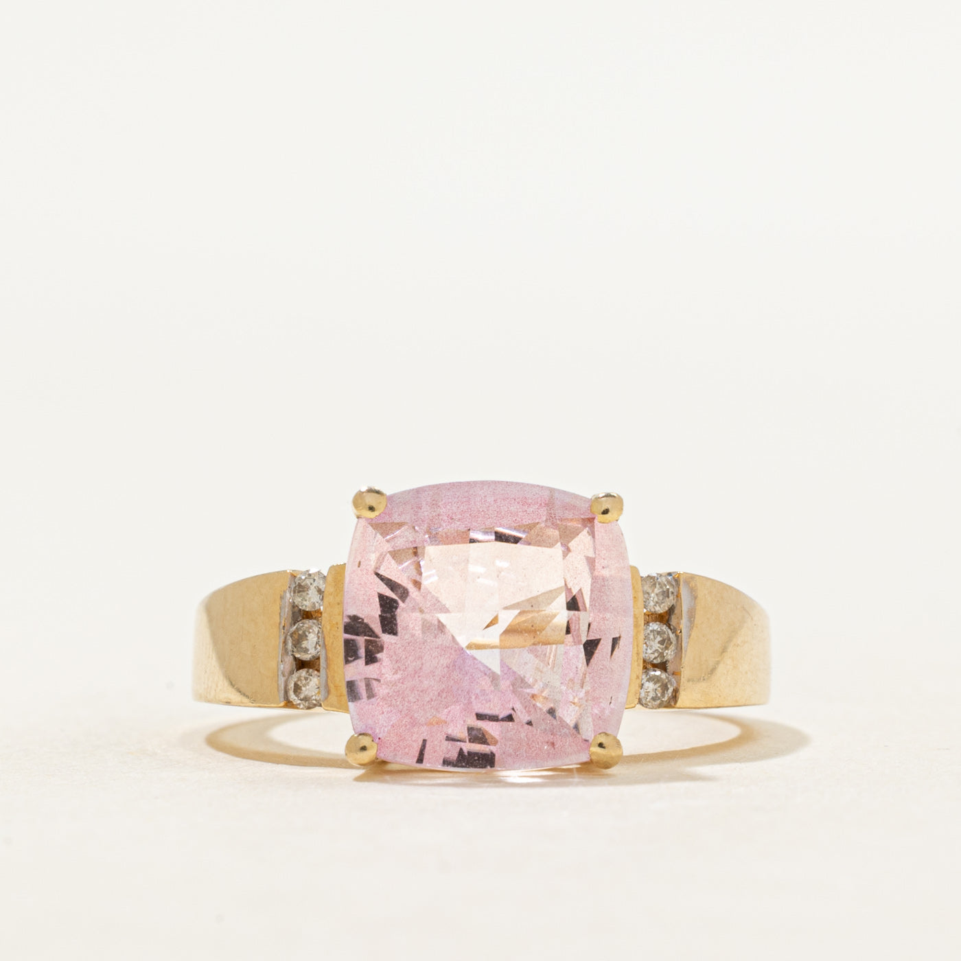 Synthetic Pink Sapphire & Natural Diamond Cocktail Ring | 5.01ct, 0.06ctw | SZ 8