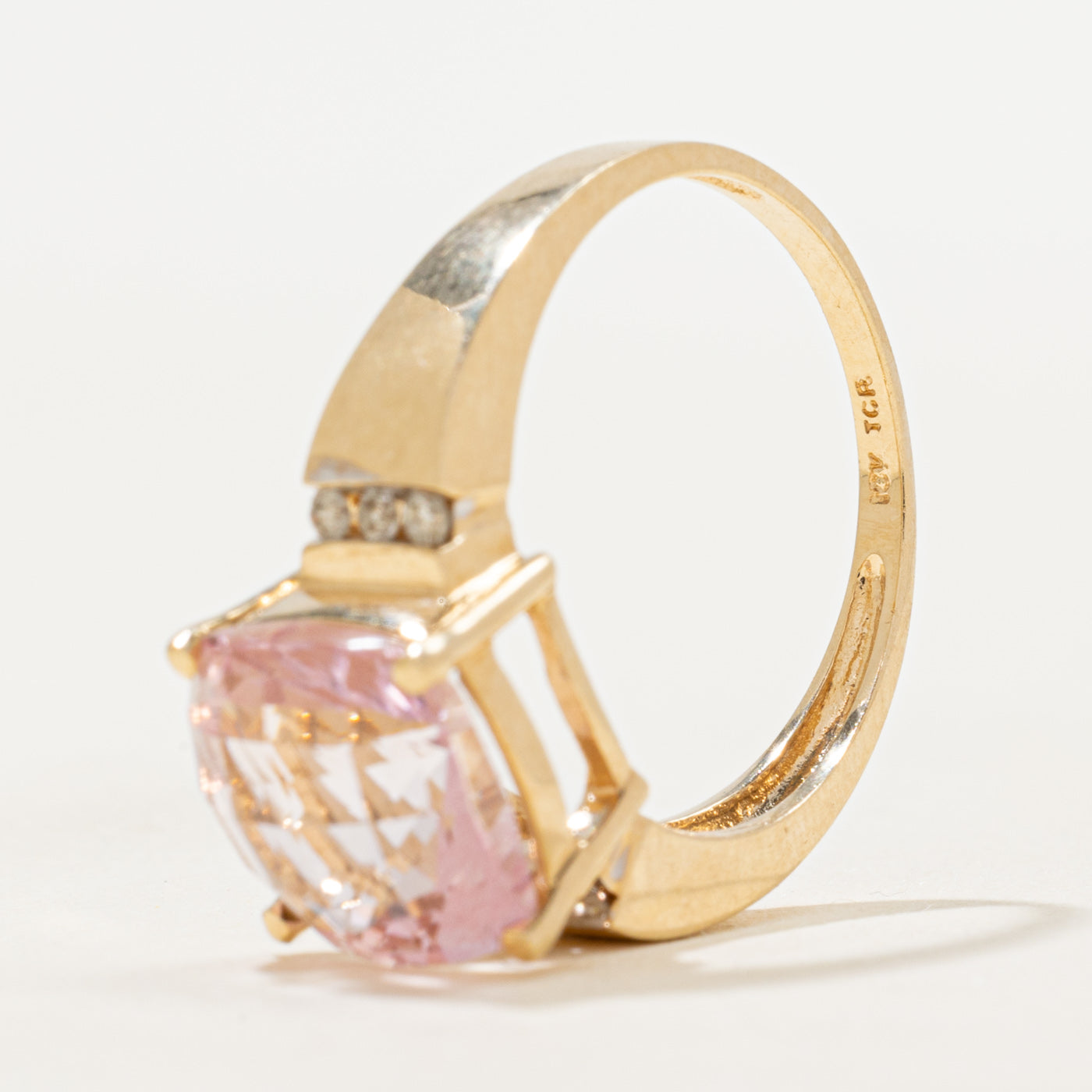 Synthetic Pink Sapphire & Natural Diamond Cocktail Ring | 5.01ct, 0.06ctw | SZ 8