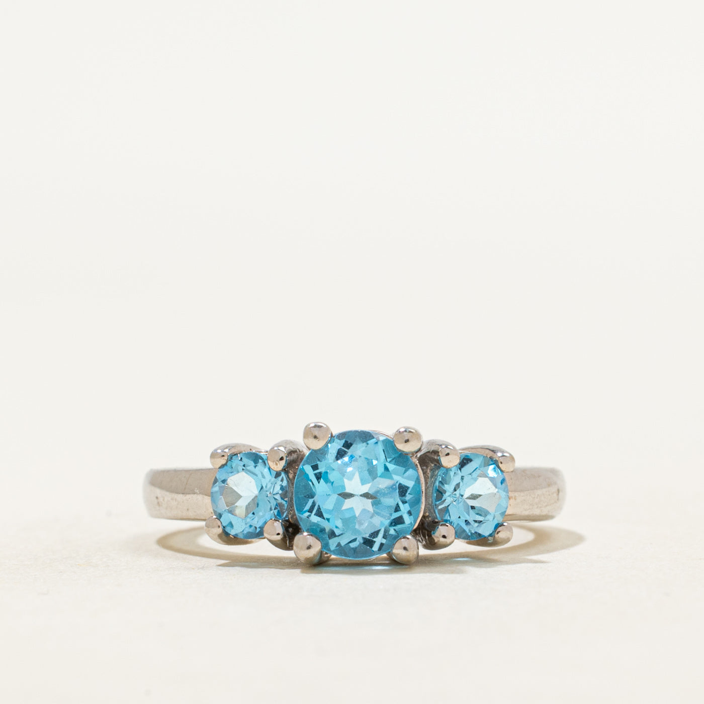Three Stone Blue Topaz Ring | 1.27ctw | SZ 6.5