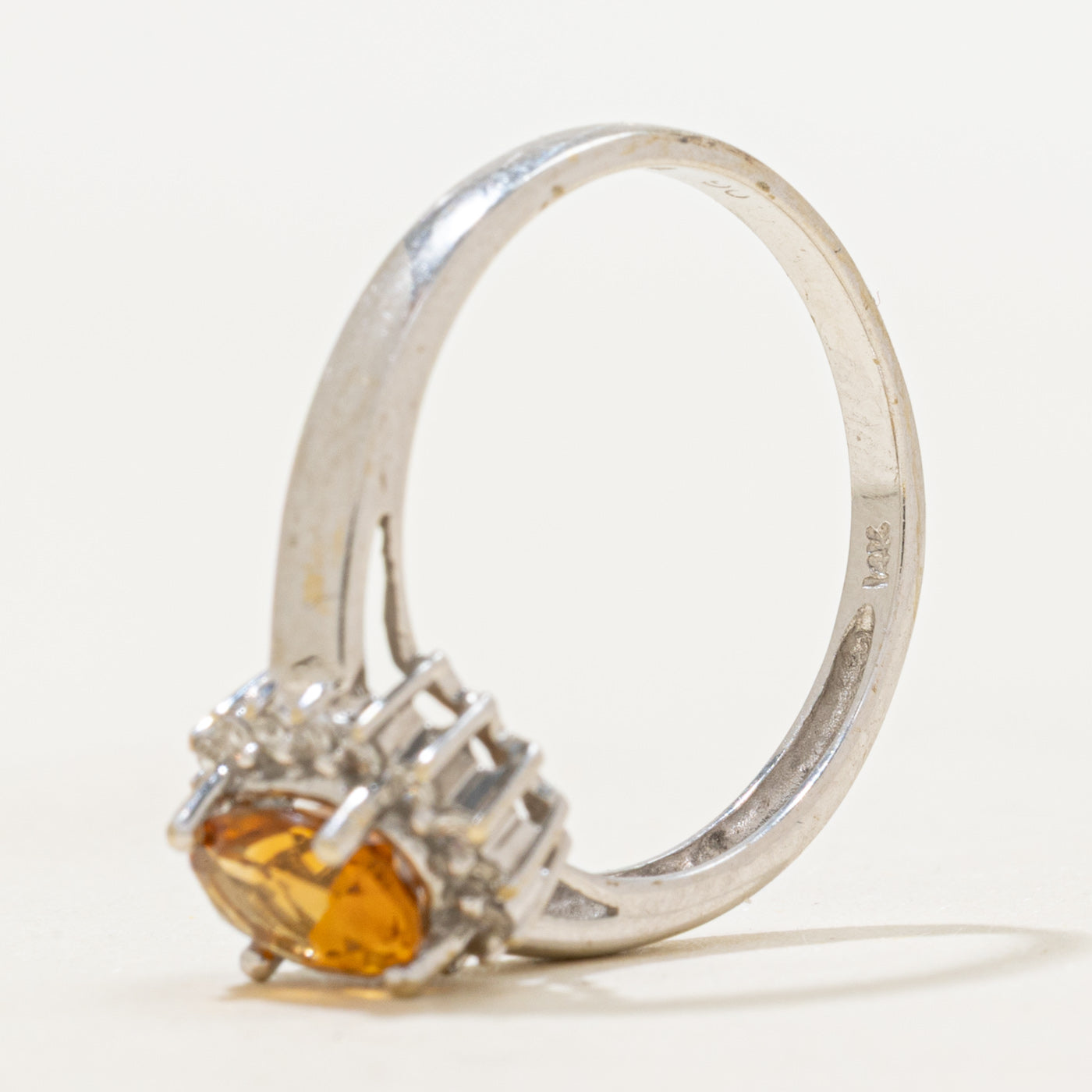 Oval Cut Imperial Topaz & Diamond Halo Ring | 0.76ct, 0.08ctw | SZ 6.75
