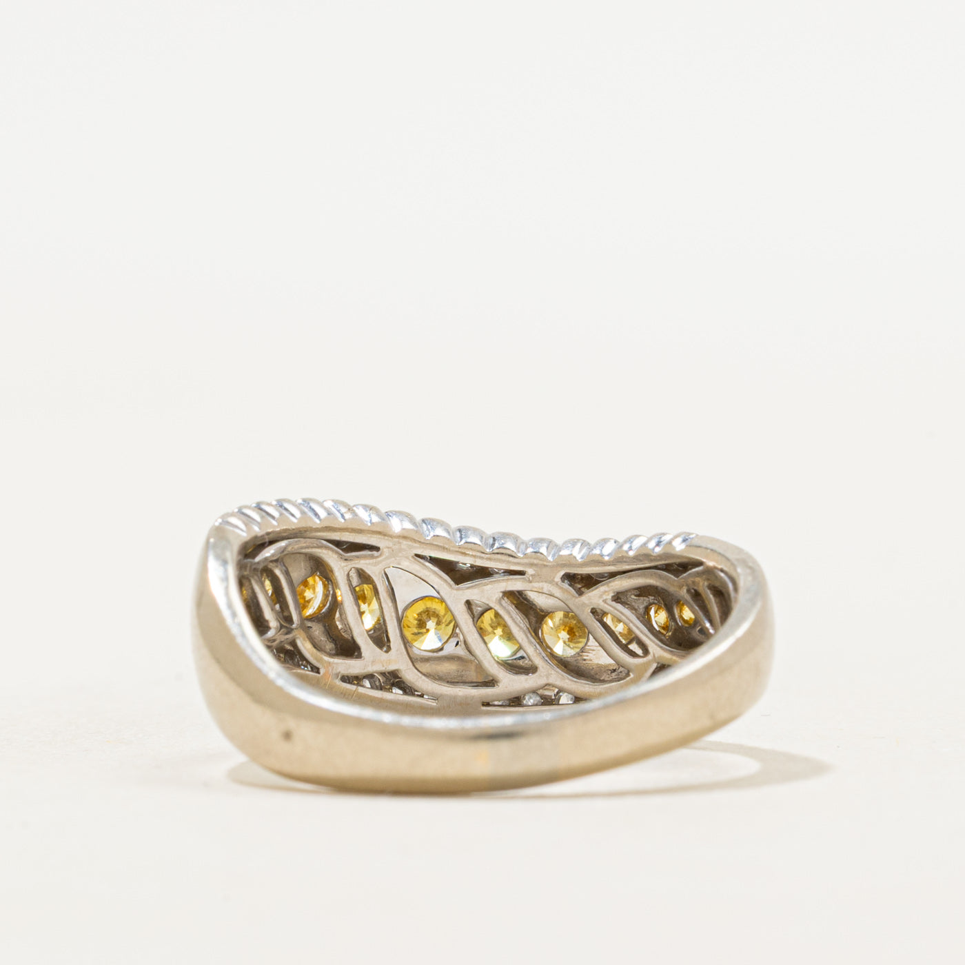 Multi Row Yellow & White Diamond Wave Ring | 0.54ctw | SZ 8