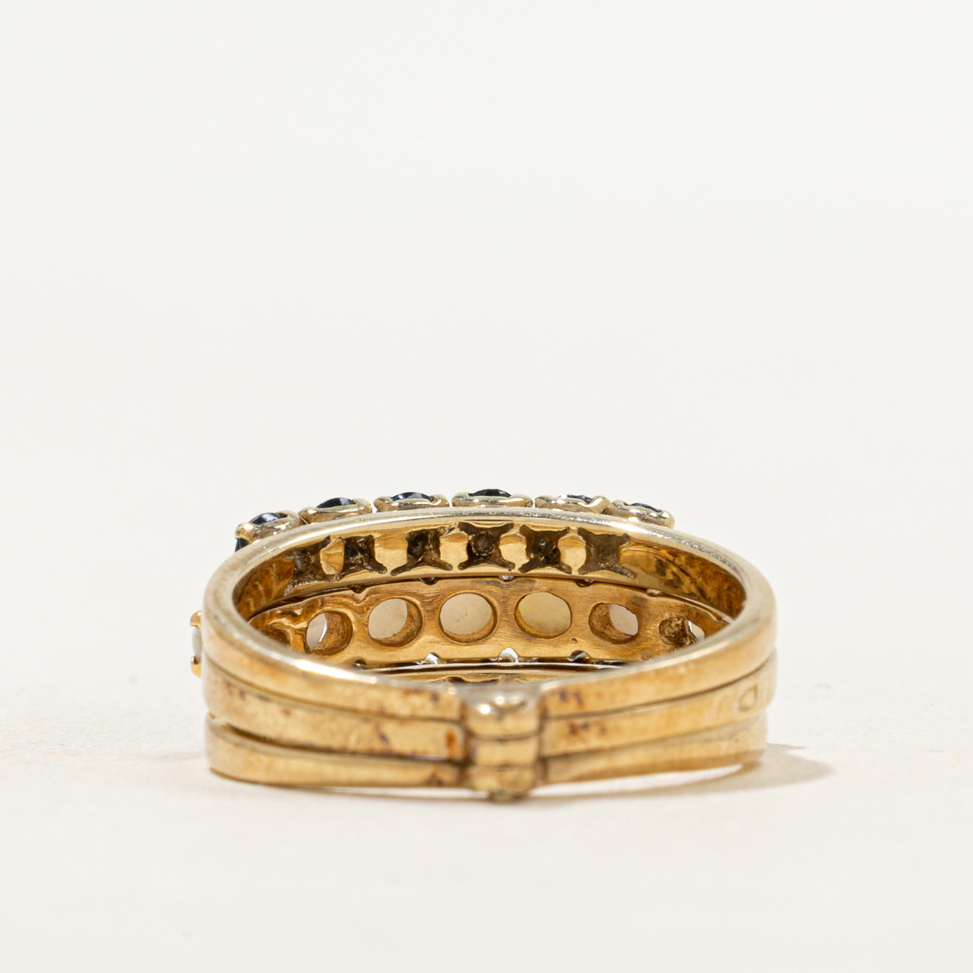 Multi Row Sapphire & Opal Kinetic Interlocking Ring | 1.02ctw, 0.33ctw | SZ 5.75