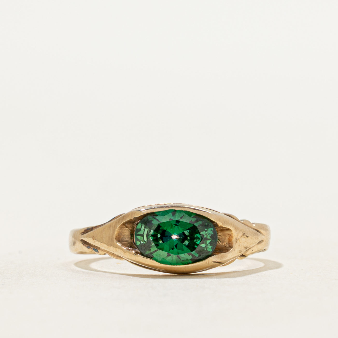 Pasté Green Glass Glass Open Shank Ring | 0.67ct | SZ 4.75