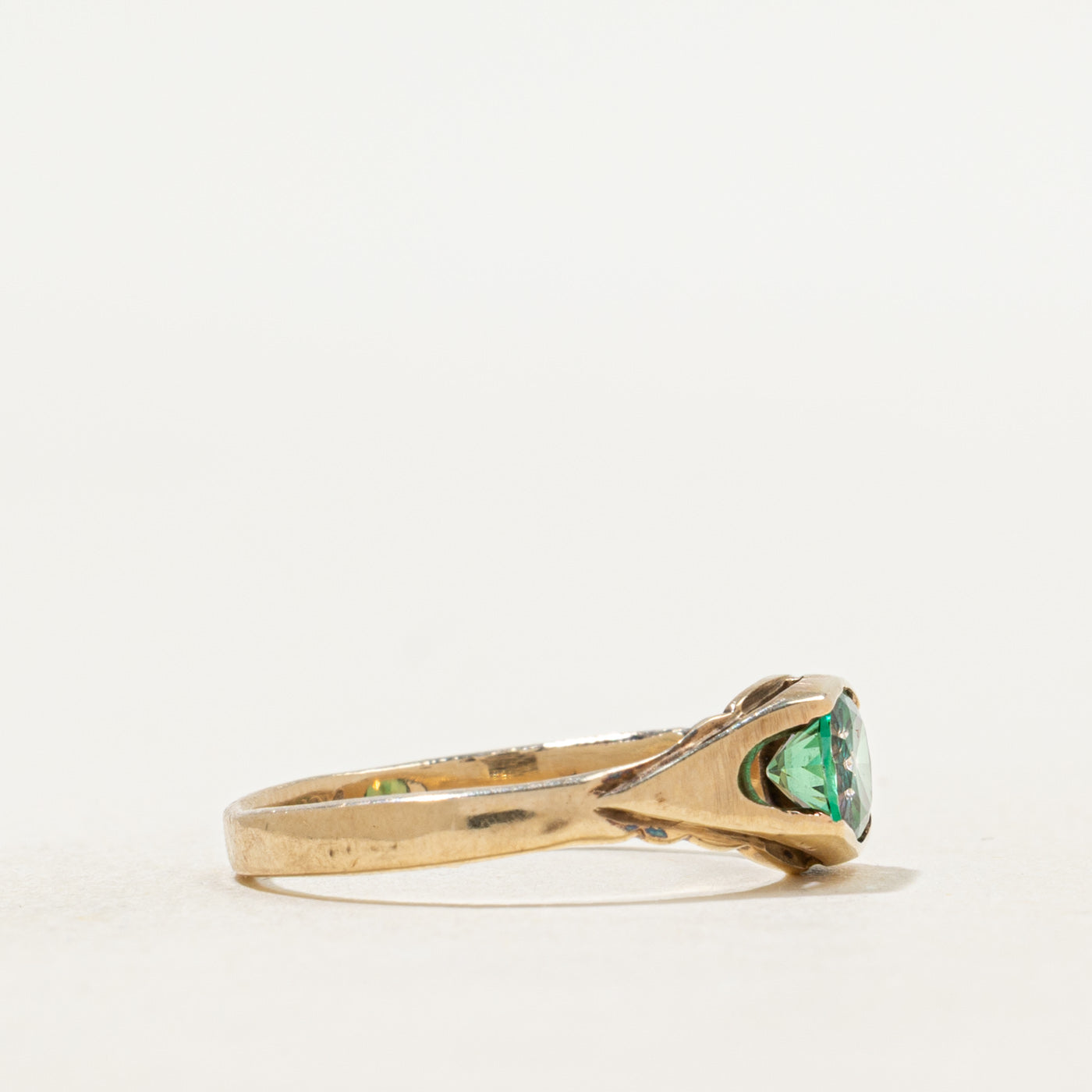 Pasté Green Glass Glass Open Shank Ring | 0.67ct | SZ 4.75