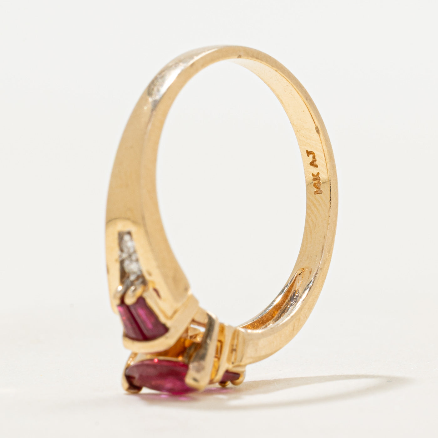 Marquise Cut Ruby & Diamond Accented Ring | 0.48ctw, 0.04ctw | SZ 7