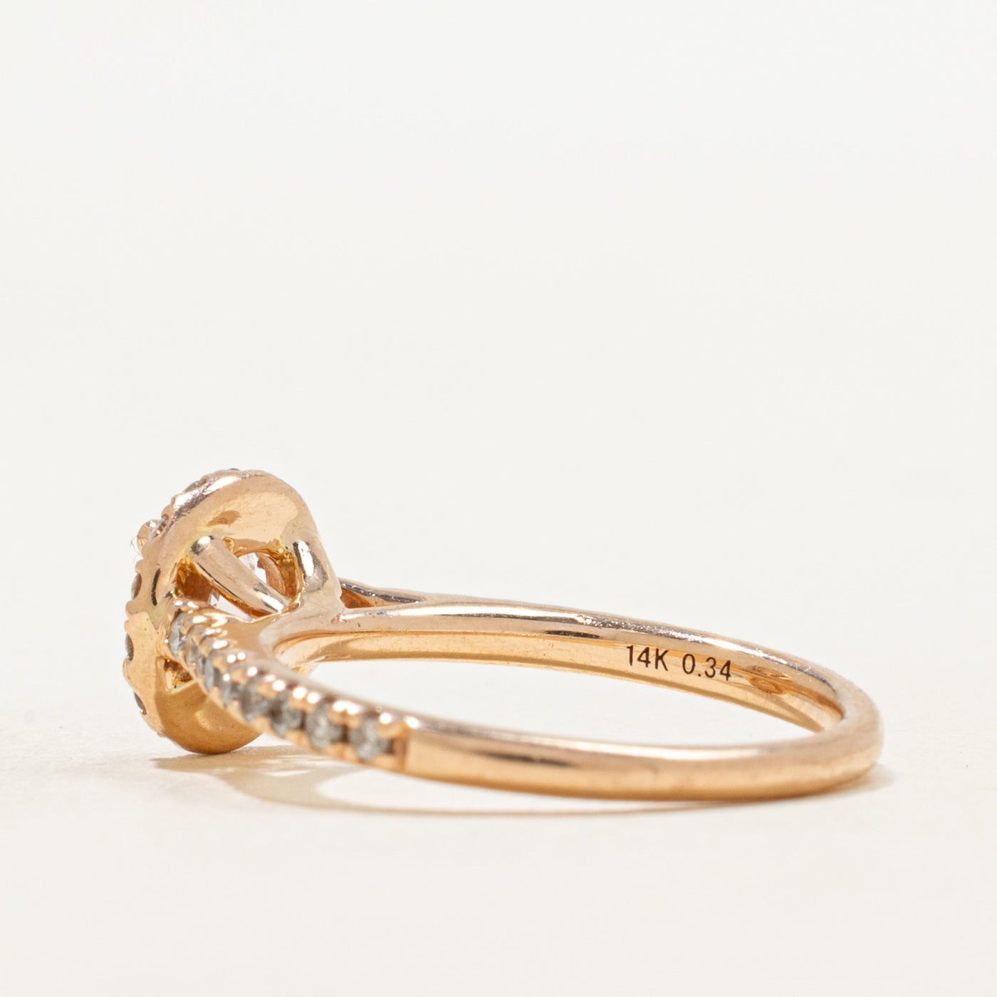 Rose Gold Morganite & Diamond Halo Ring | 0.45ct, 0.34ctw | SZ 5.25