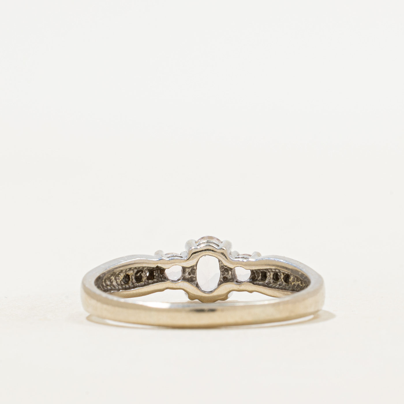 Three Stone Pink Topaz & Diamond Ring | 0.68ctw, 0.02ctw | SZ 9