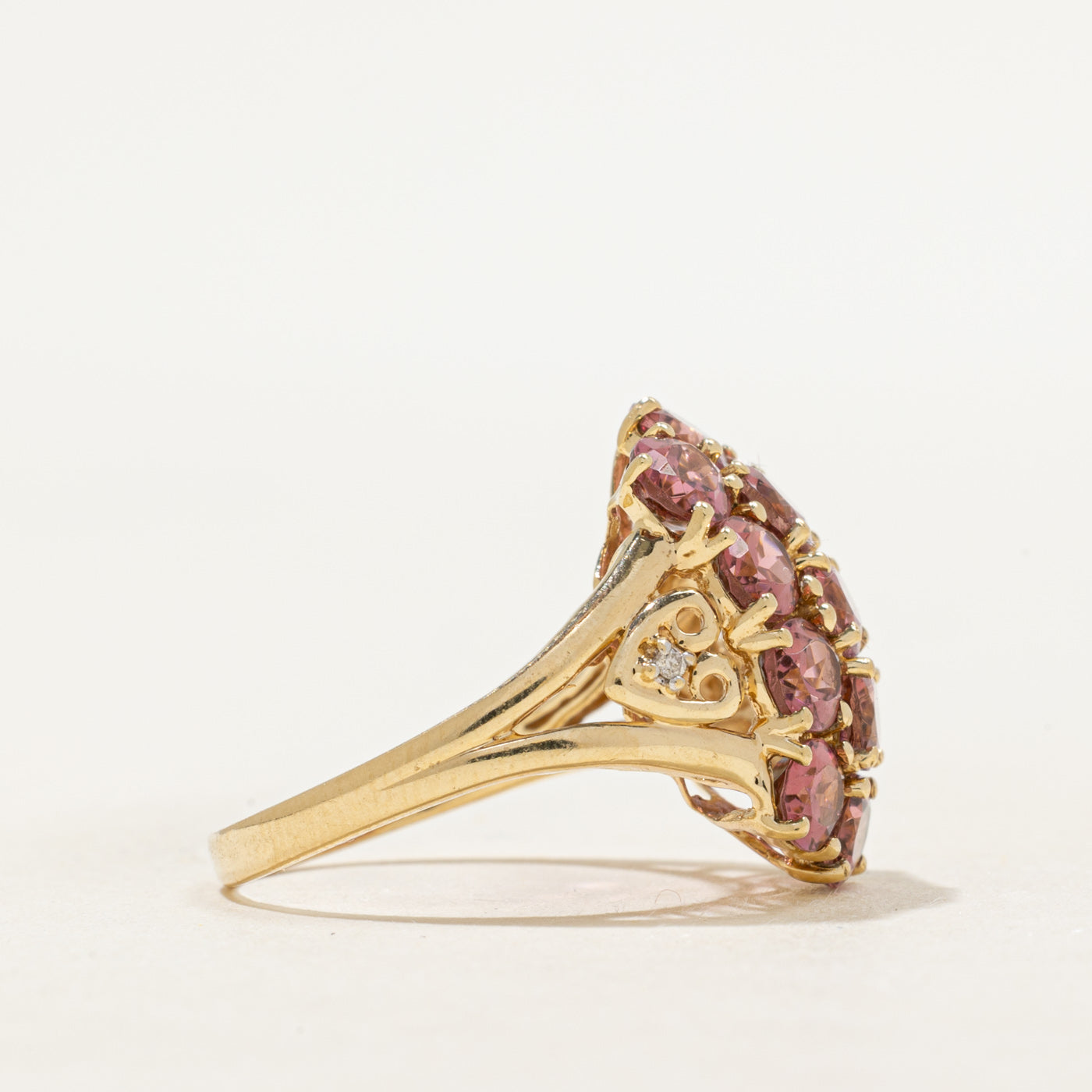 Bague cocktail en tourmaline rose et diamants | 3,90 ct (poids total), 0,01 ct (taille 6)