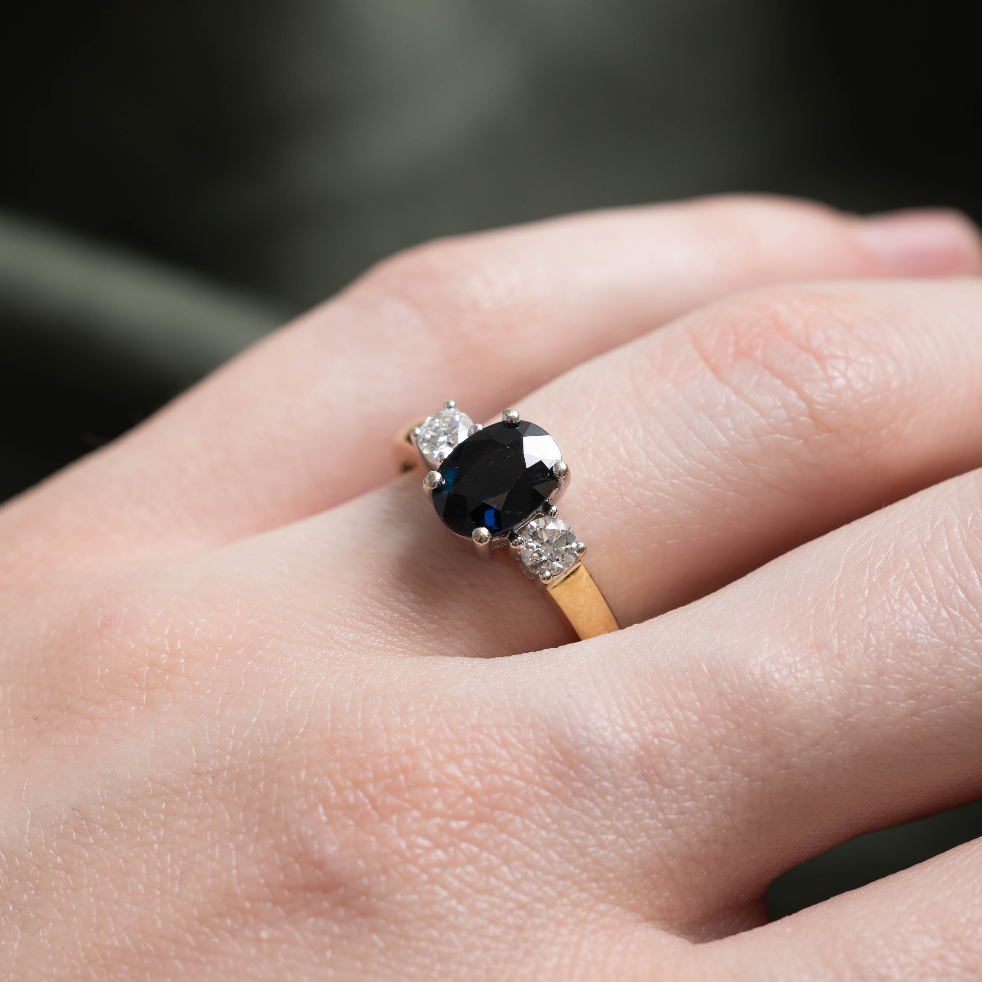 18k Sapphire & Diamond Accents Ring | 1.45ct, 0.30ctw | SZ 6.25