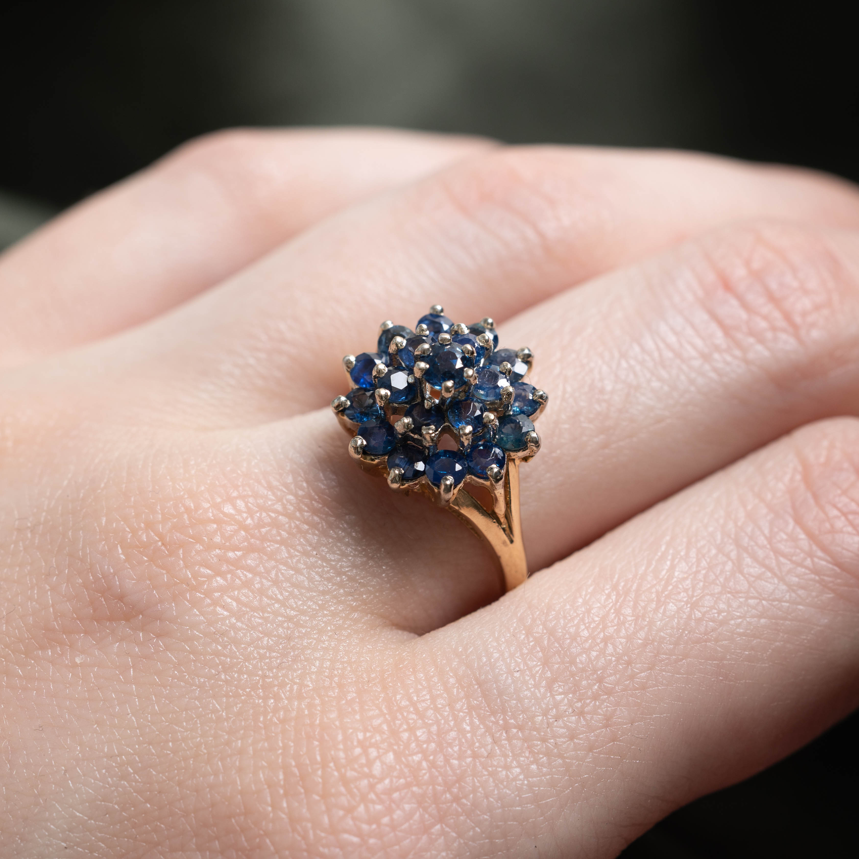 14k Sapphire Petal Cluster Ring | 2.00ctw | SZ 7.25