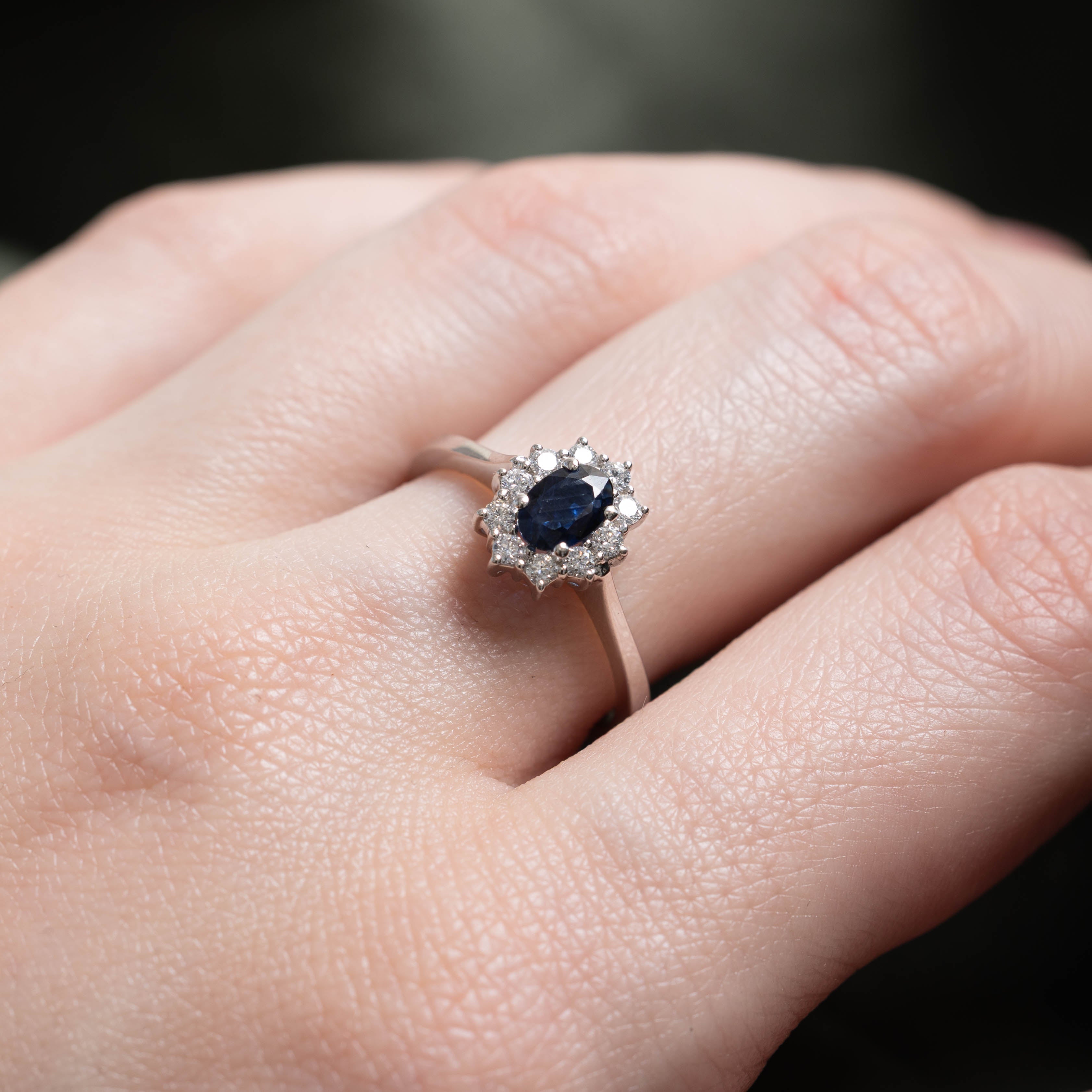 18k Sapphire & Diamond Halo Ring | 0.50ct, 0.20ctw | SZ 6.75