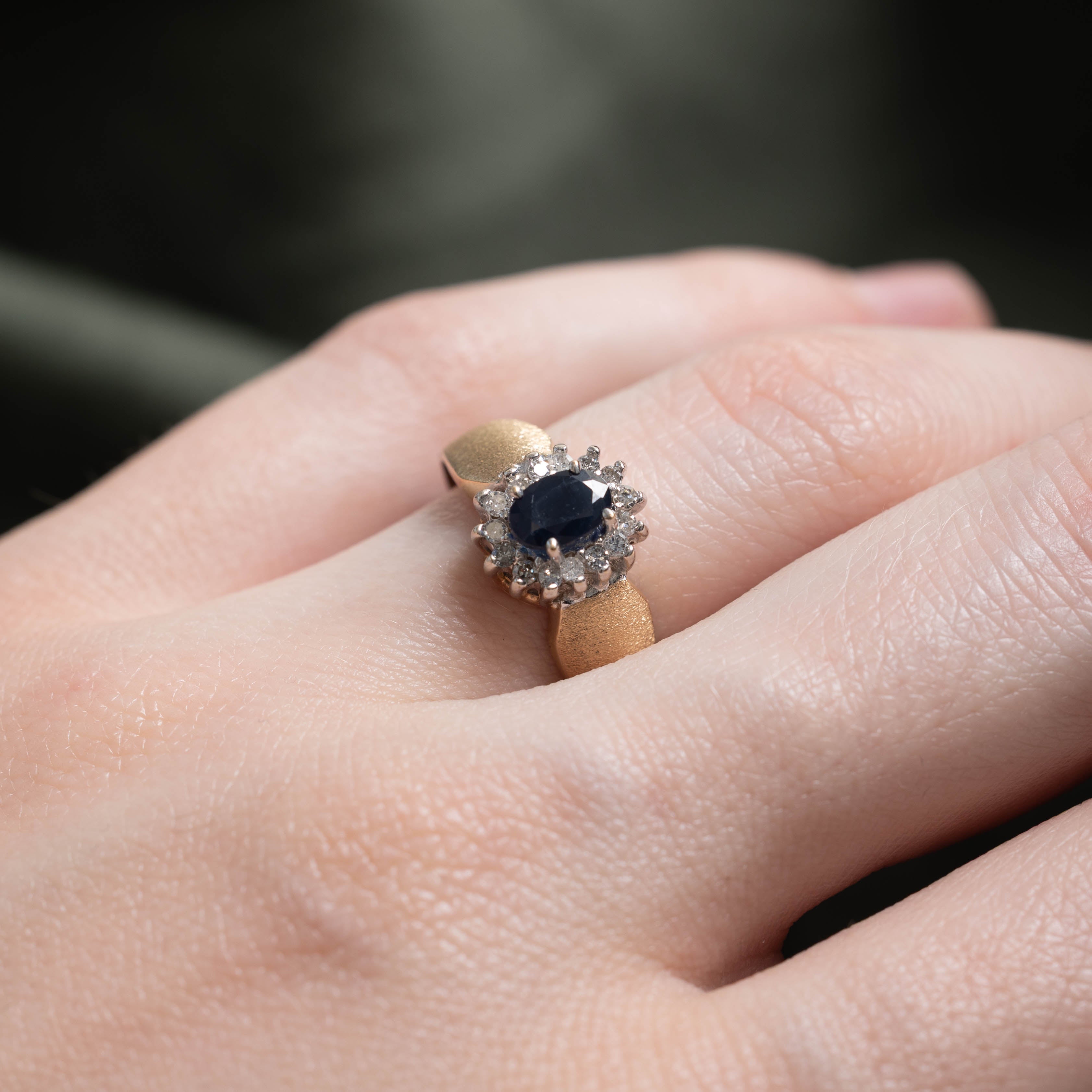 Sapphire & Diamond Petal Halo Ring | 0.50ct, 0.15ctw | SZ 7