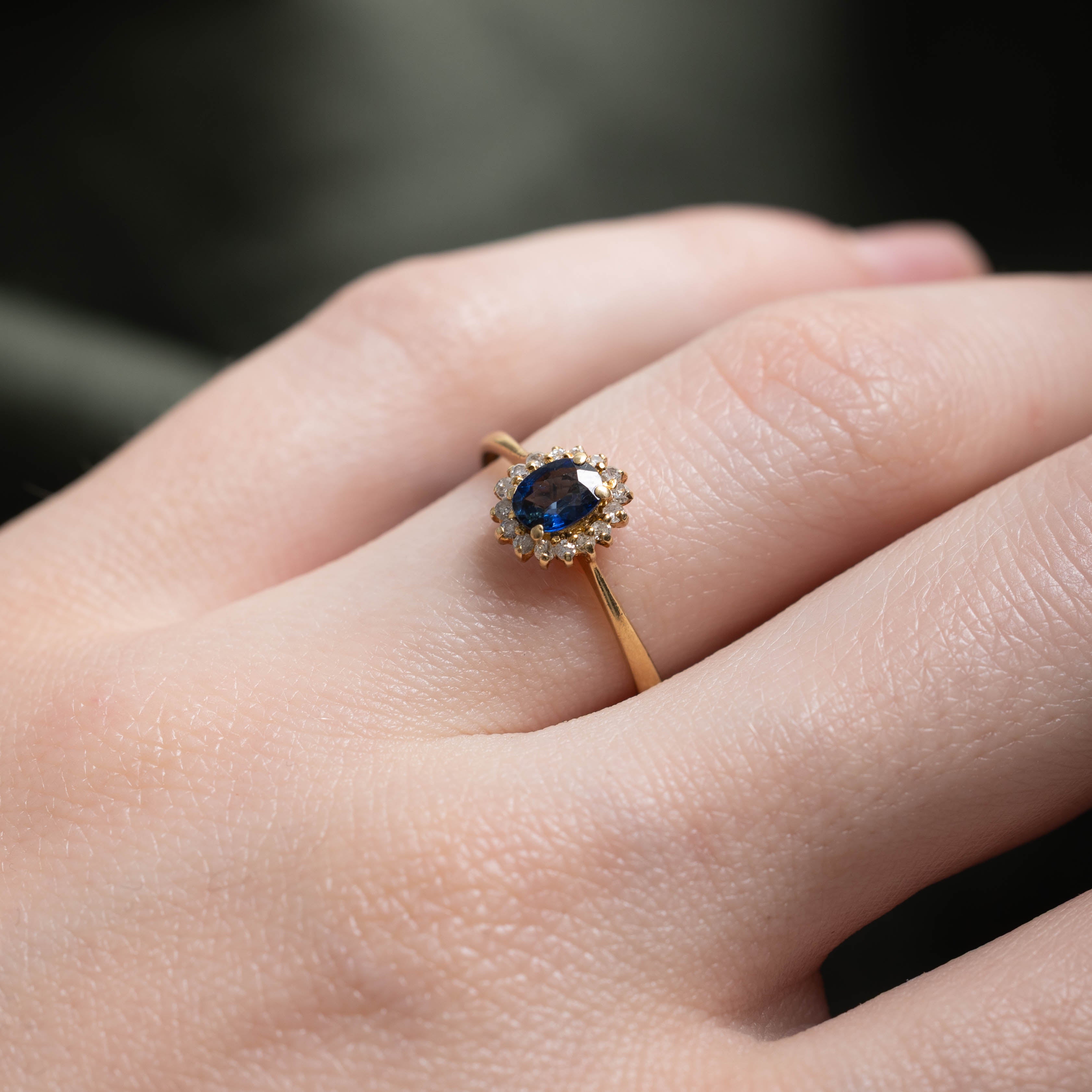 18k Sapphire & Diamond Halo Ring | 0.32ct, 0.08ctw | SZ 6