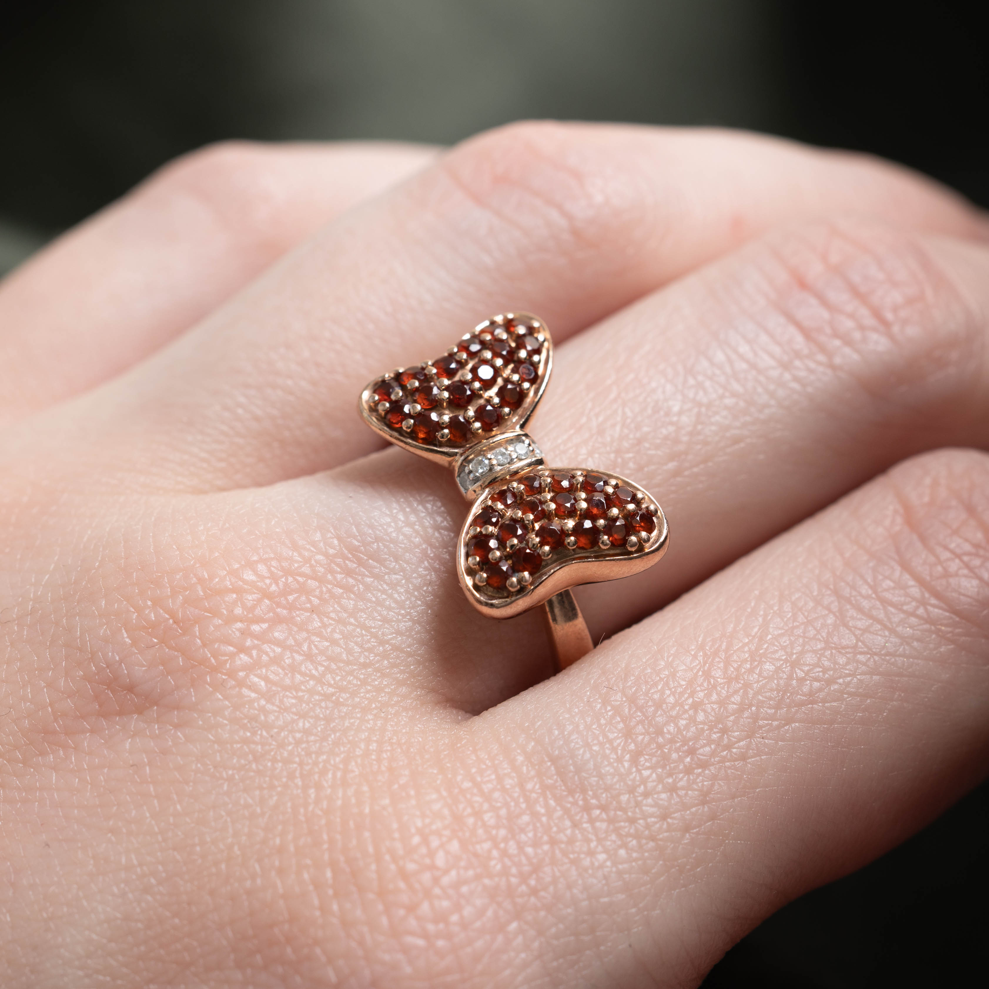 10k Scattered Garnet Butterfly Ring | 1.00ctw, 0.03ctw | SZ 8.75