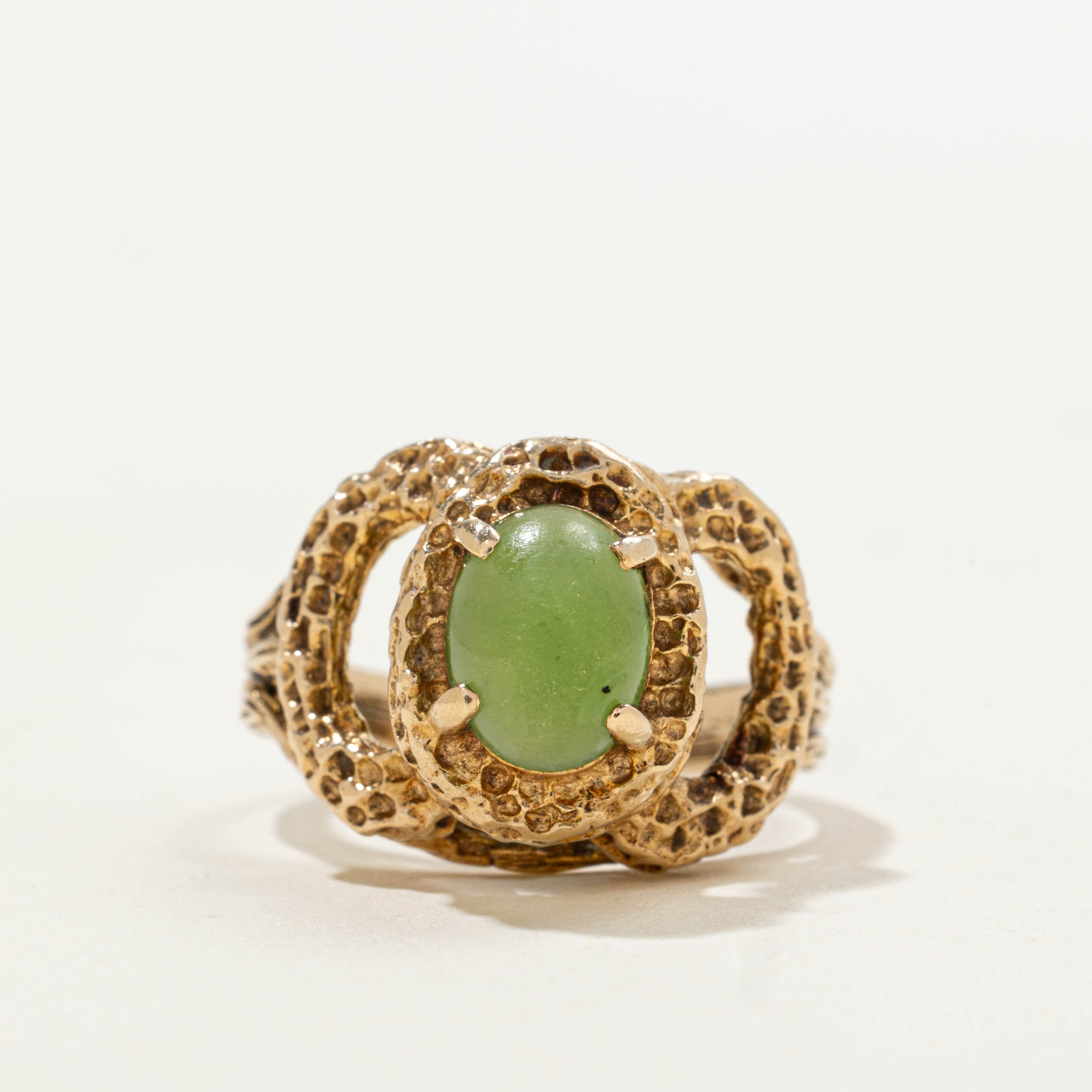 12k Nephrite Jade Nuggety Split Shank Ring | 1.85ct | SZ 5.75
