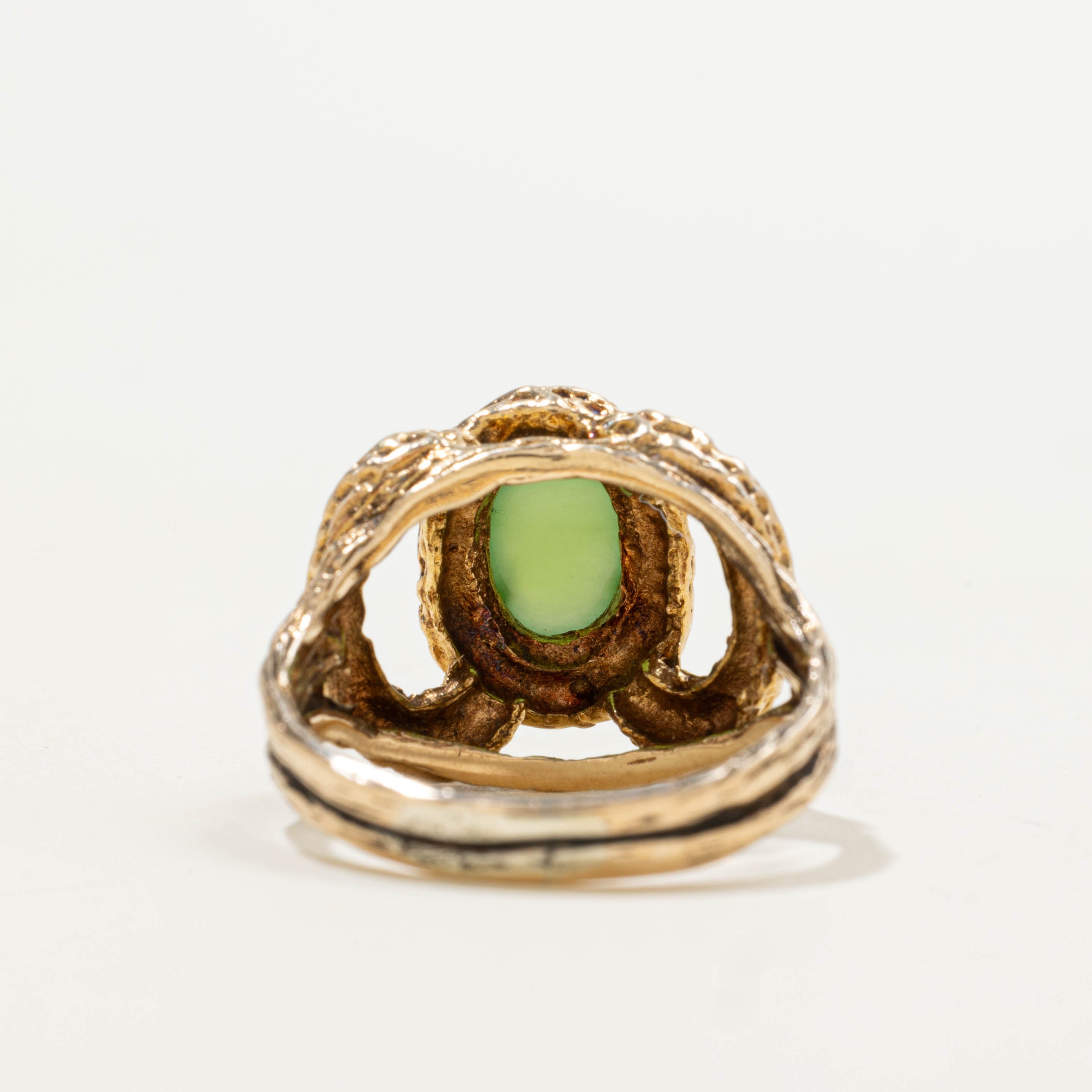 12k Nephrite Jade Nuggety Split Shank Ring | 1.85ct | SZ 5.75