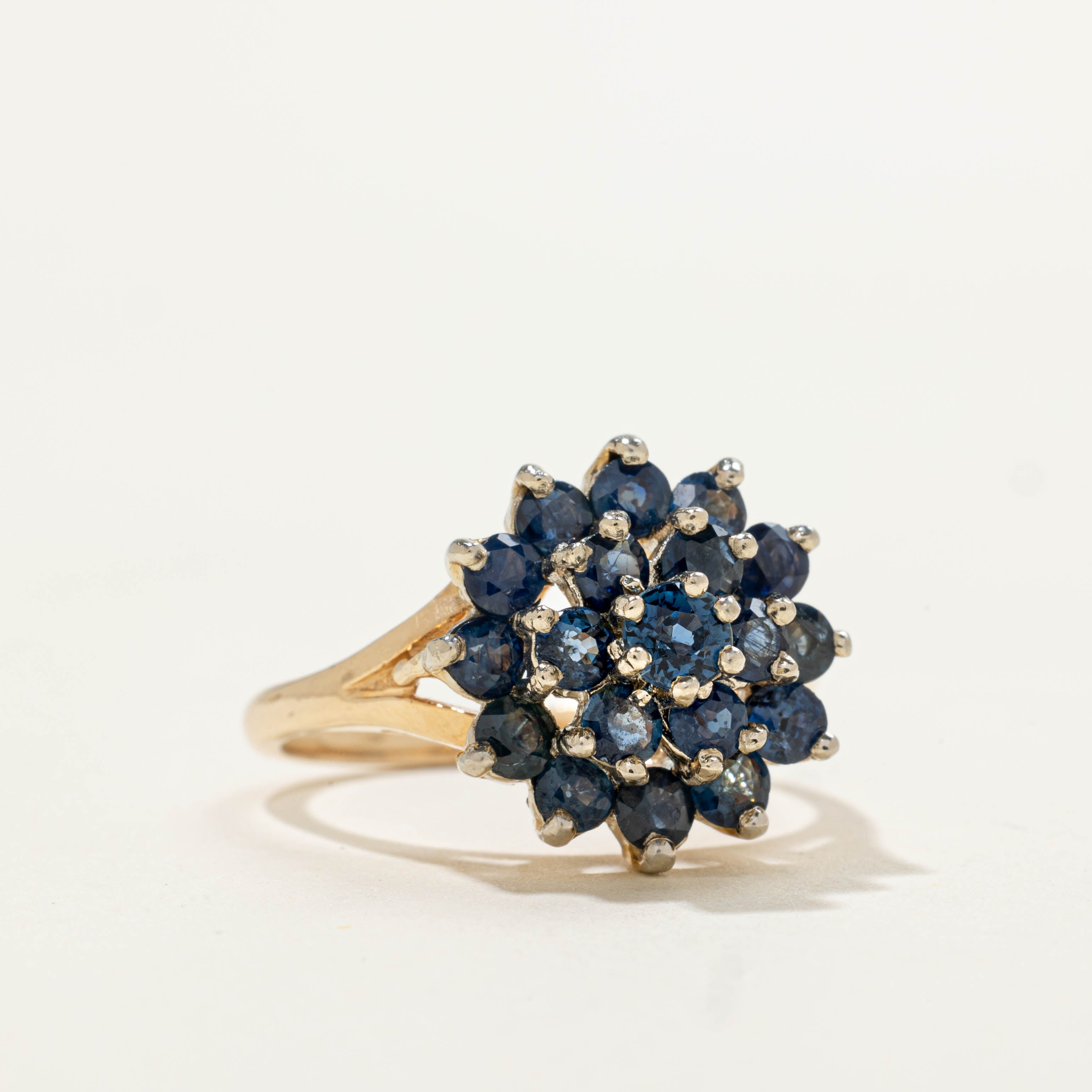 14k Sapphire Petal Cluster Ring | 2.00ctw | SZ 7.25