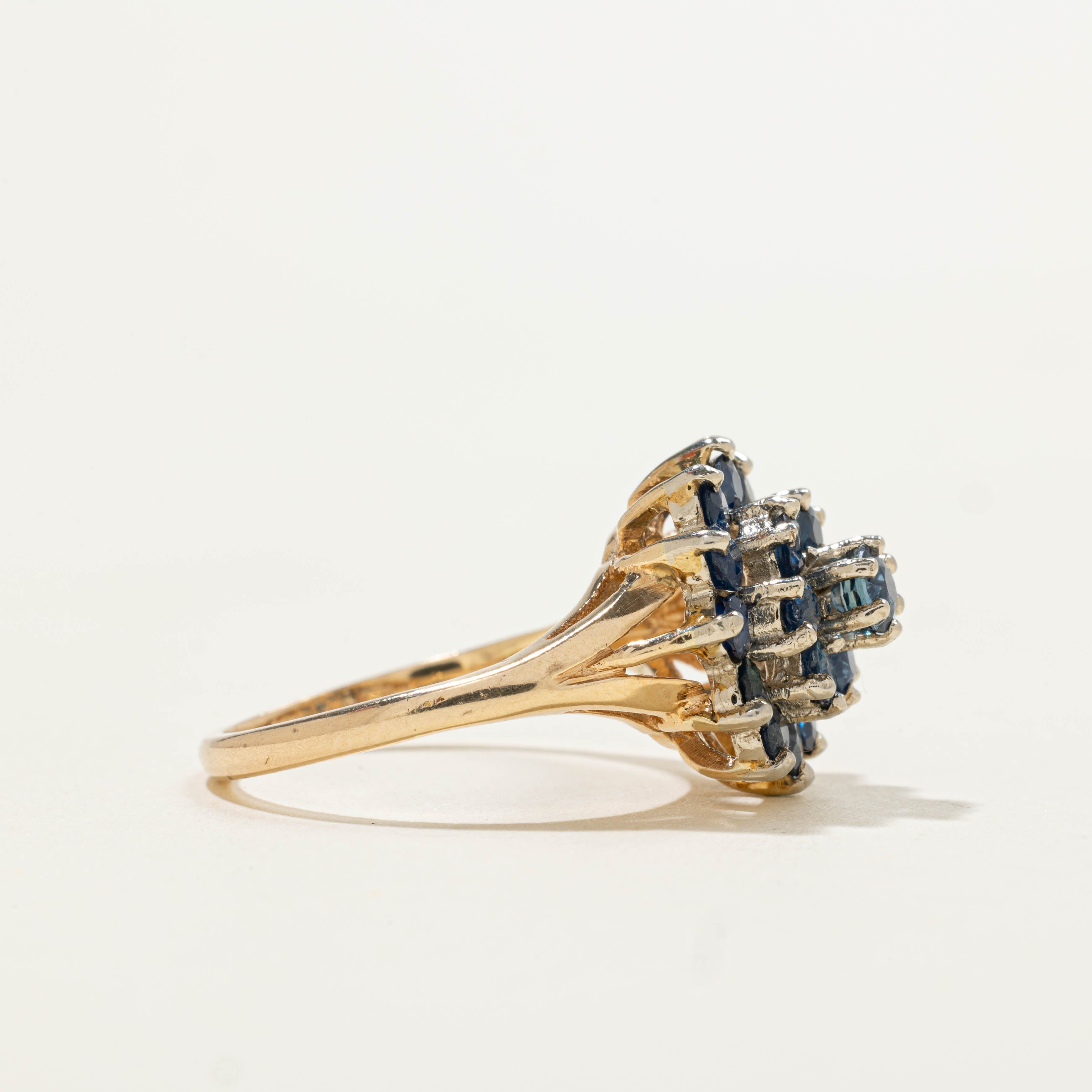 14k Sapphire Petal Cluster Ring | 2.00ctw | SZ 7.25