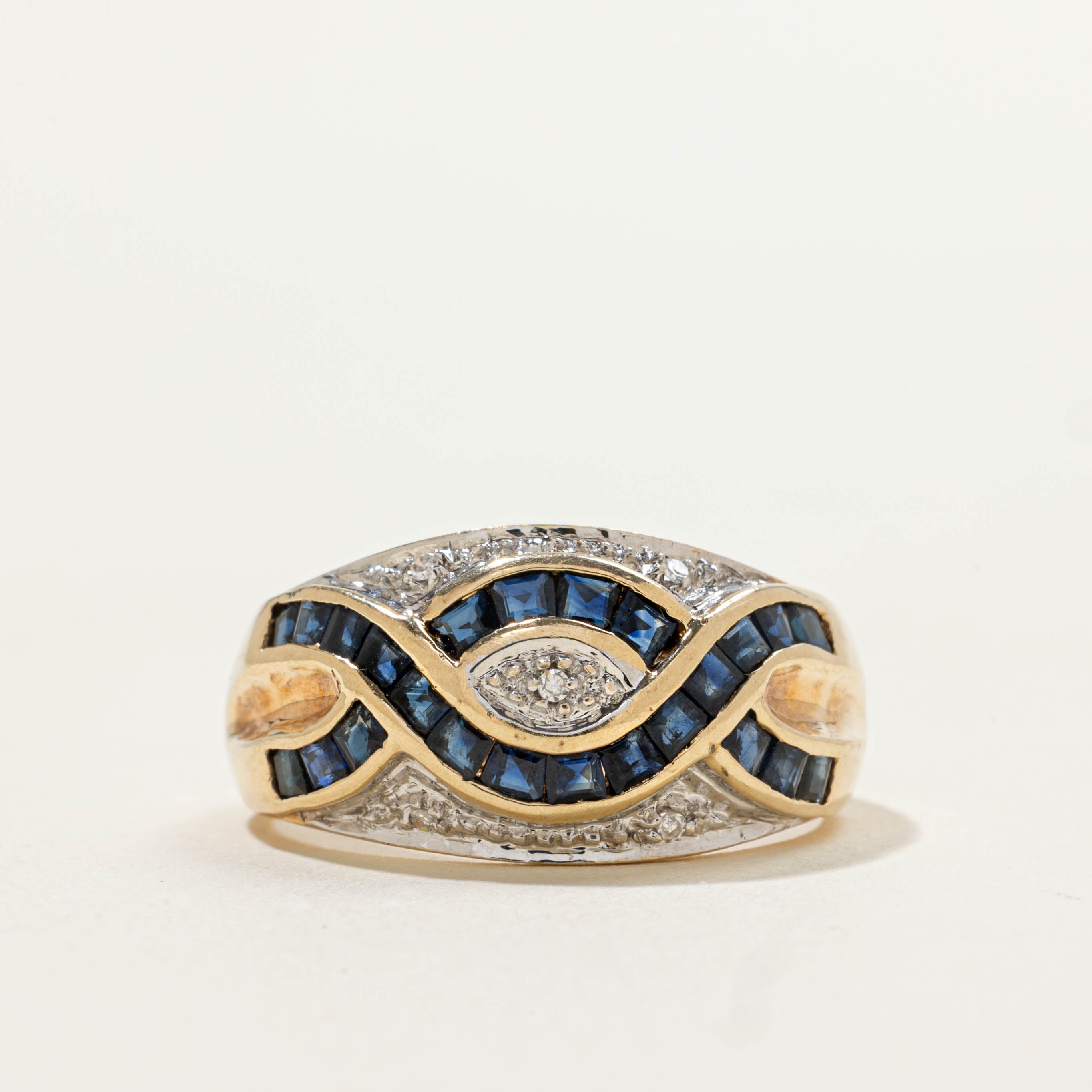 Sapphire & Diamond Woven Dome Ring | 1.2ctw, 0.02ctw | SZ 7.5