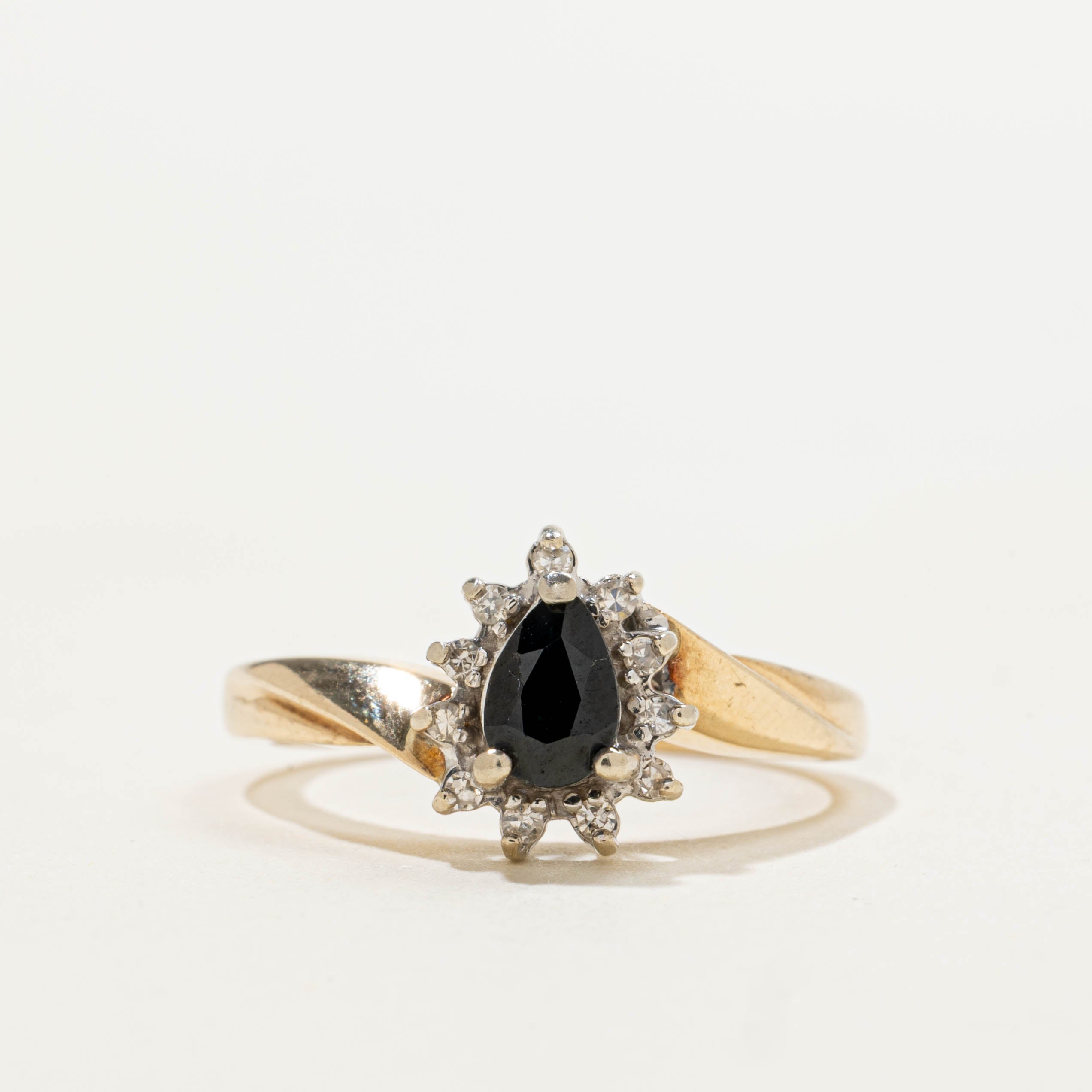 10k Sapphire & Diamond Petal Bypass Ring | 0.42ct, 0.10ctw | SZ 6.25