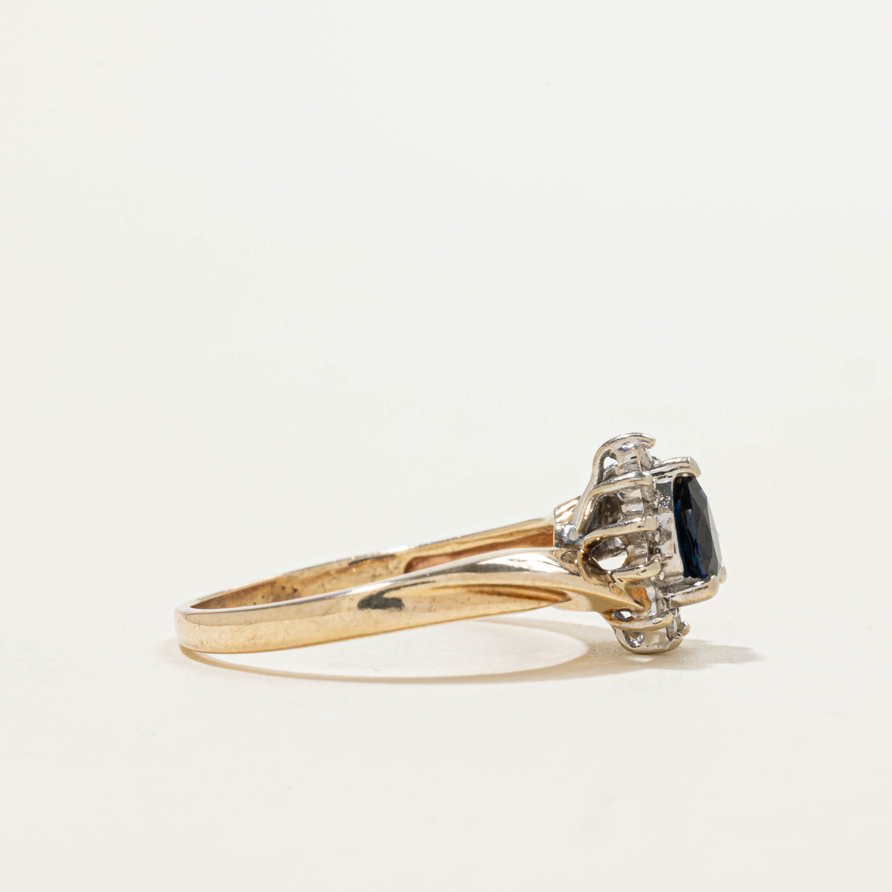 10k Sapphire & Diamond Petal Bypass Ring | 0.42ct, 0.10ctw | SZ 6.25