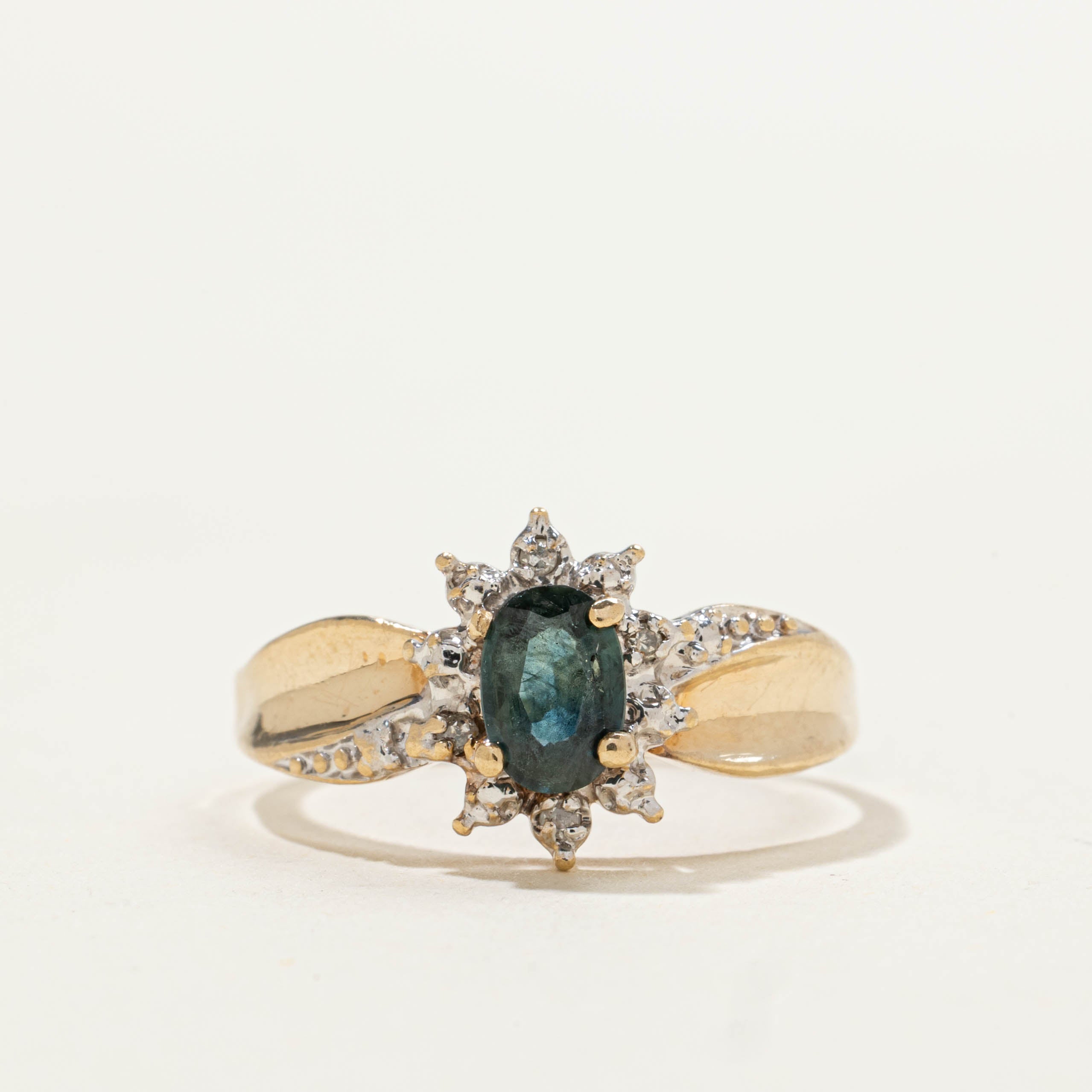 10k Sapphire & Diamond Petal Waterfall Ring | 0.50ct, 0.02ctw | SZ 6.75