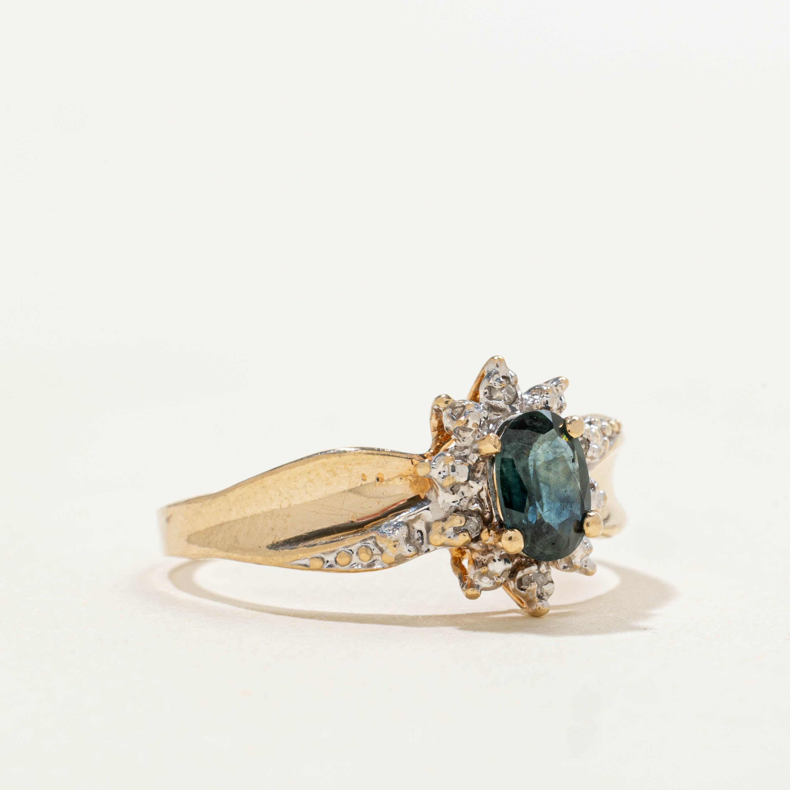 10k Sapphire & Diamond Petal Waterfall Ring | 0.50ct, 0.02ctw | SZ 6.75