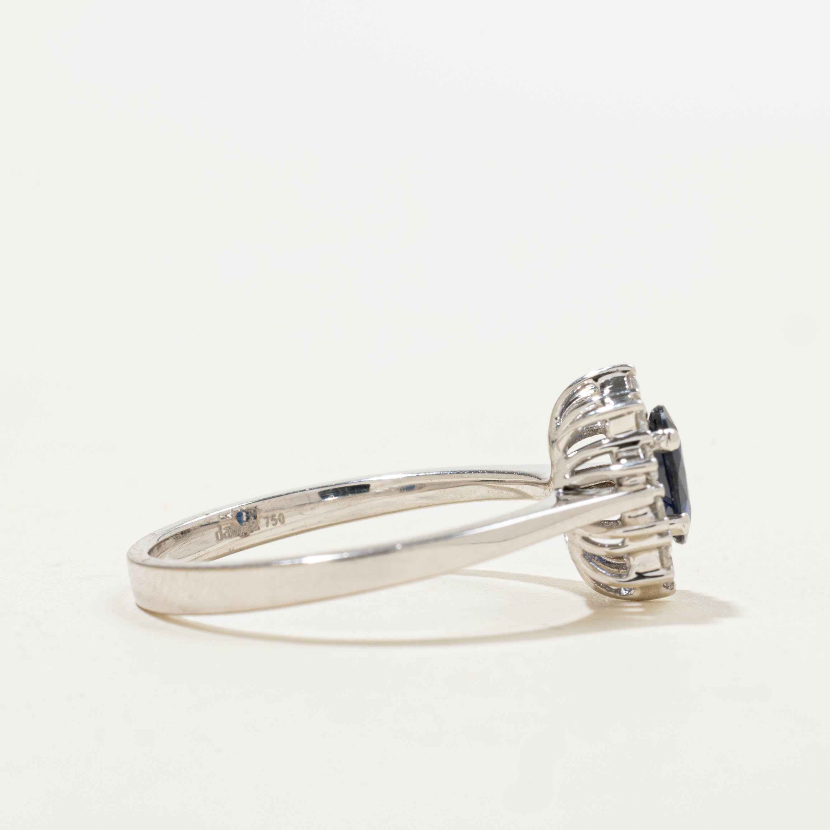 18k Sapphire & Diamond Halo Ring | 0.50ct, 0.20ctw | SZ 6.75