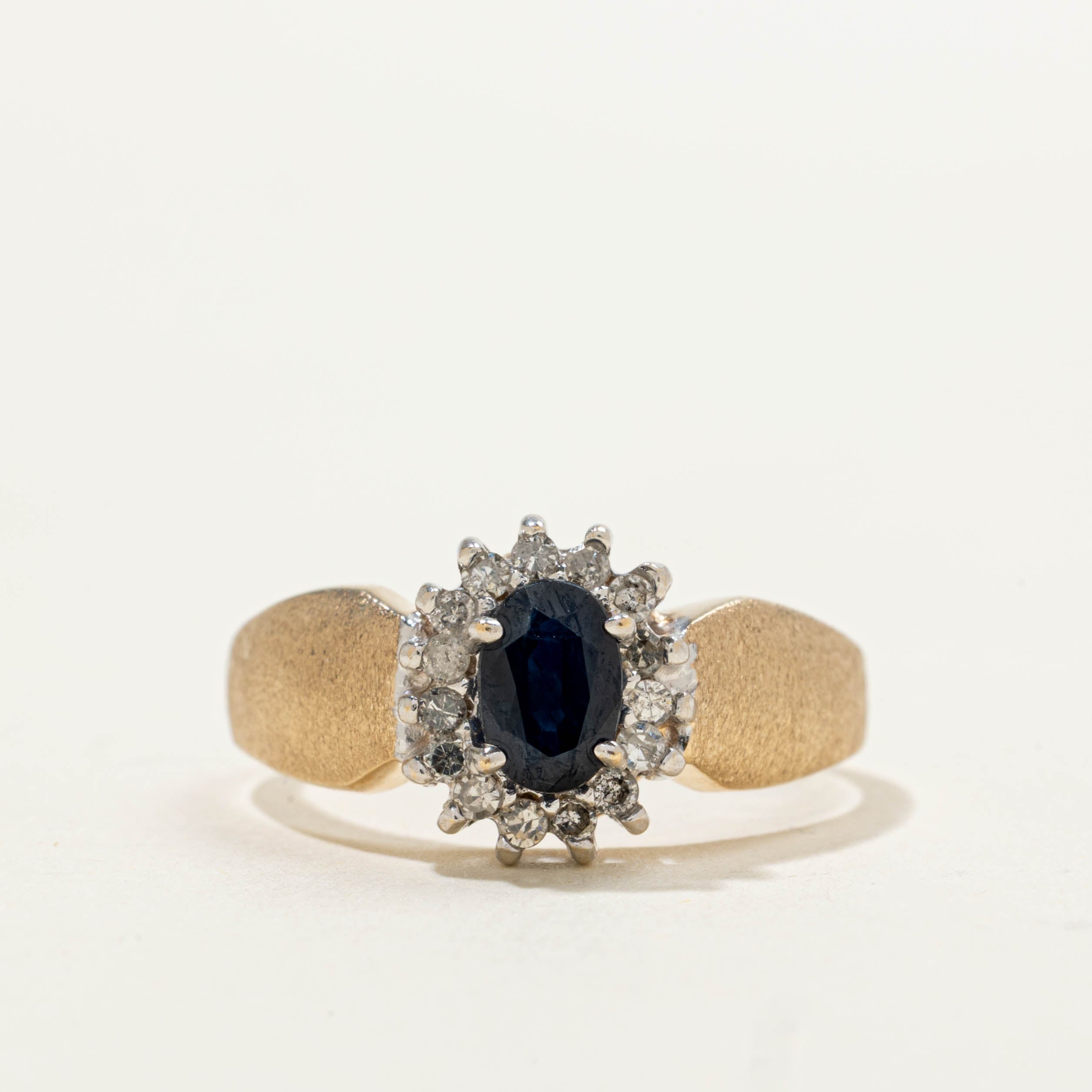 Sapphire & Diamond Petal Halo Ring | 0.50ct, 0.15ctw | SZ 7