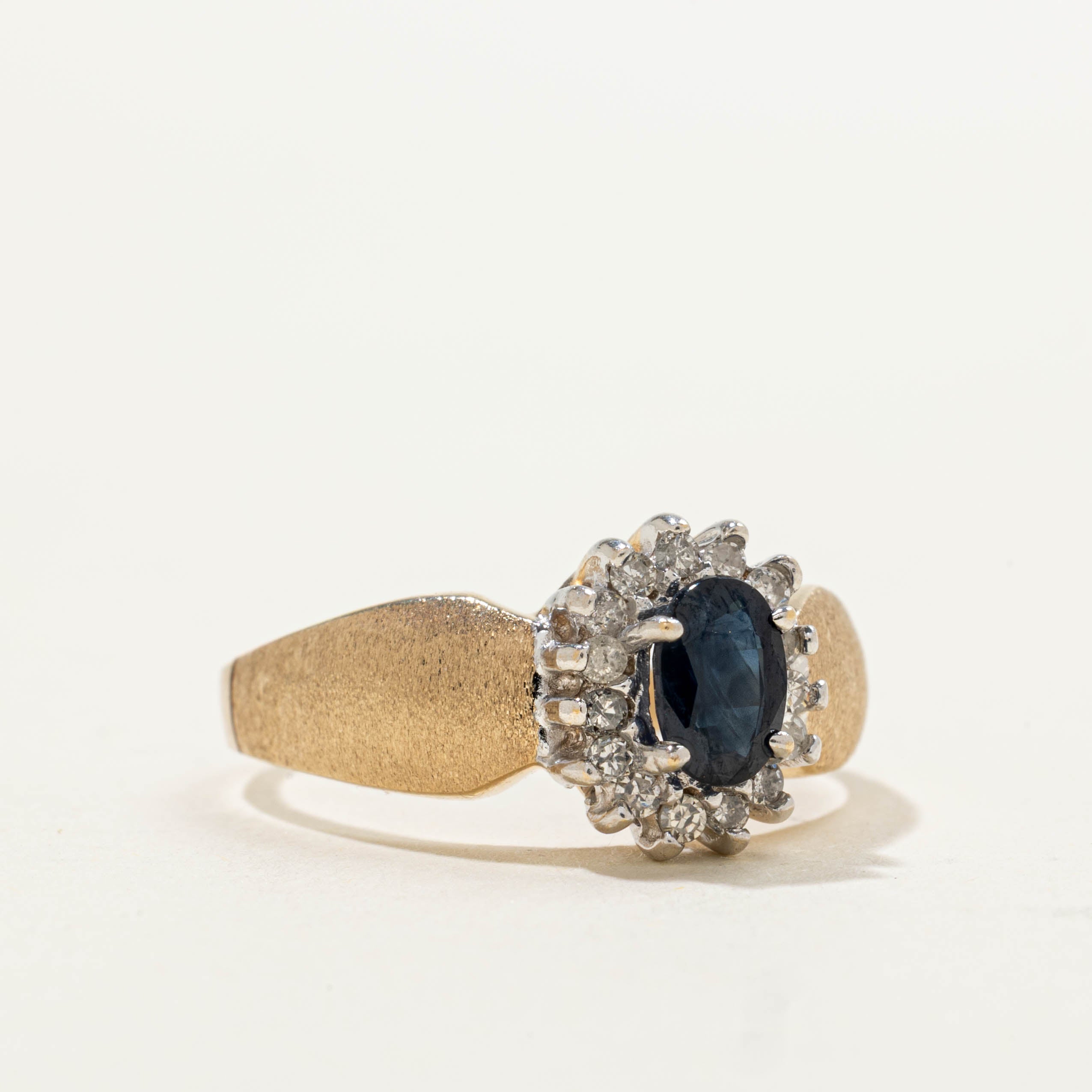 Sapphire & Diamond Petal Halo Ring | 0.50ct, 0.15ctw | SZ 7