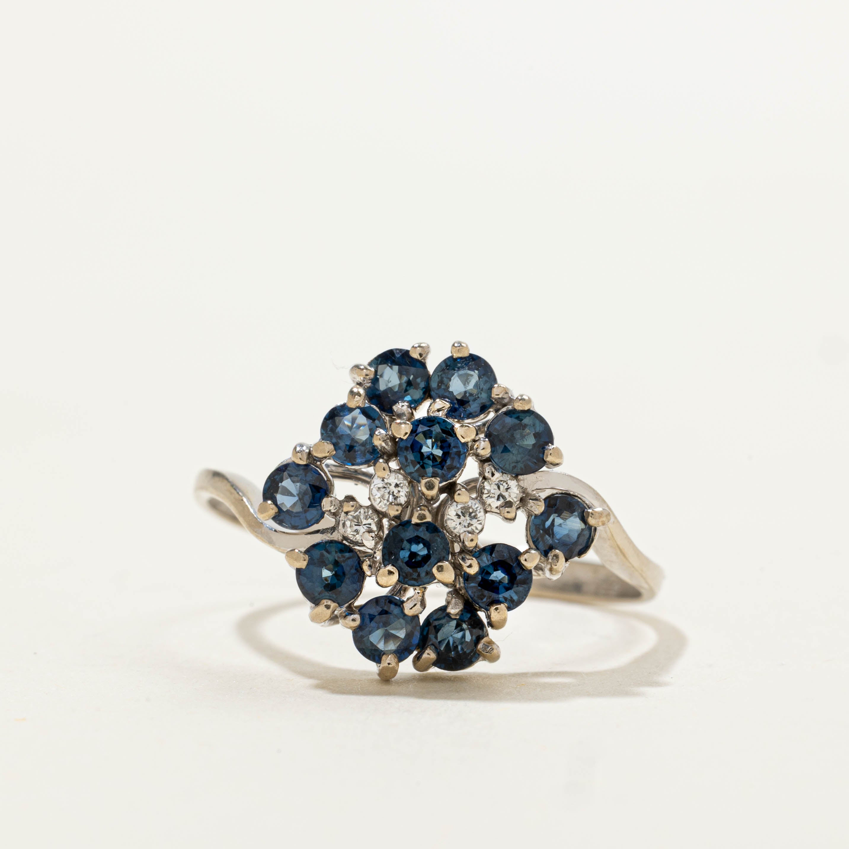 14k Scattered Sapphire & Diamond Openwork Ring | 0.90ctw, 0.06ctw | SZ 8.75